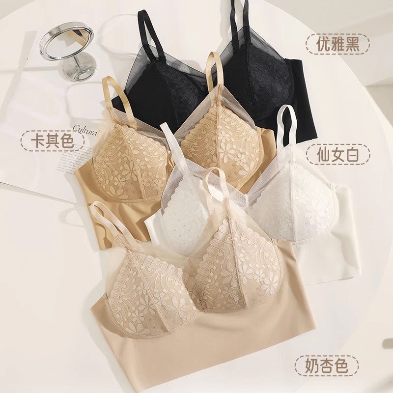 French Style Lace Integrated Suspender Padding Bra thumbnail 2