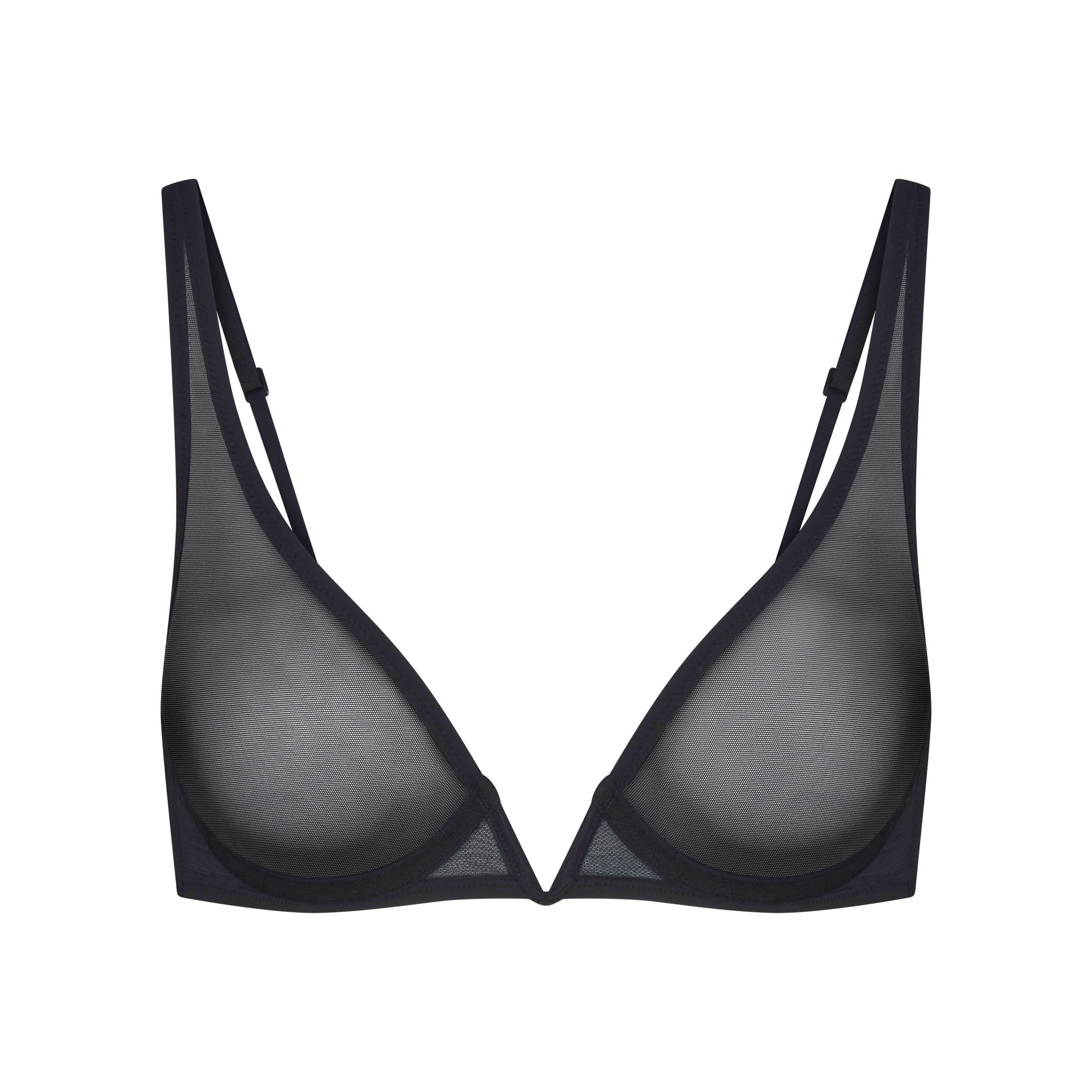ULTRA FINE MESH DEEP PLUNGE BRA | OBSIDIAN