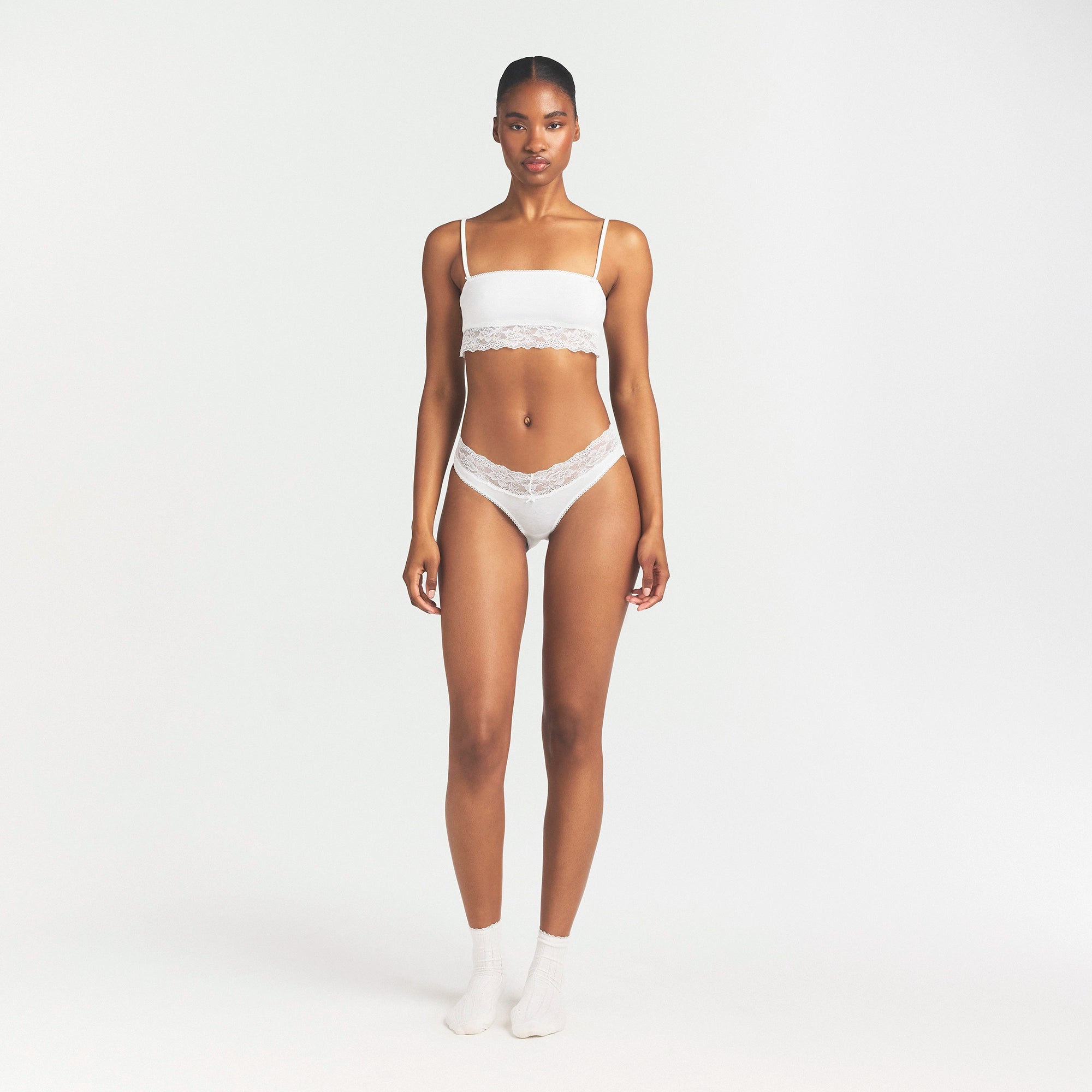 LIGHTWEIGHT COTTON WIDE LACE BRIEF | SNOW thumbnail 2