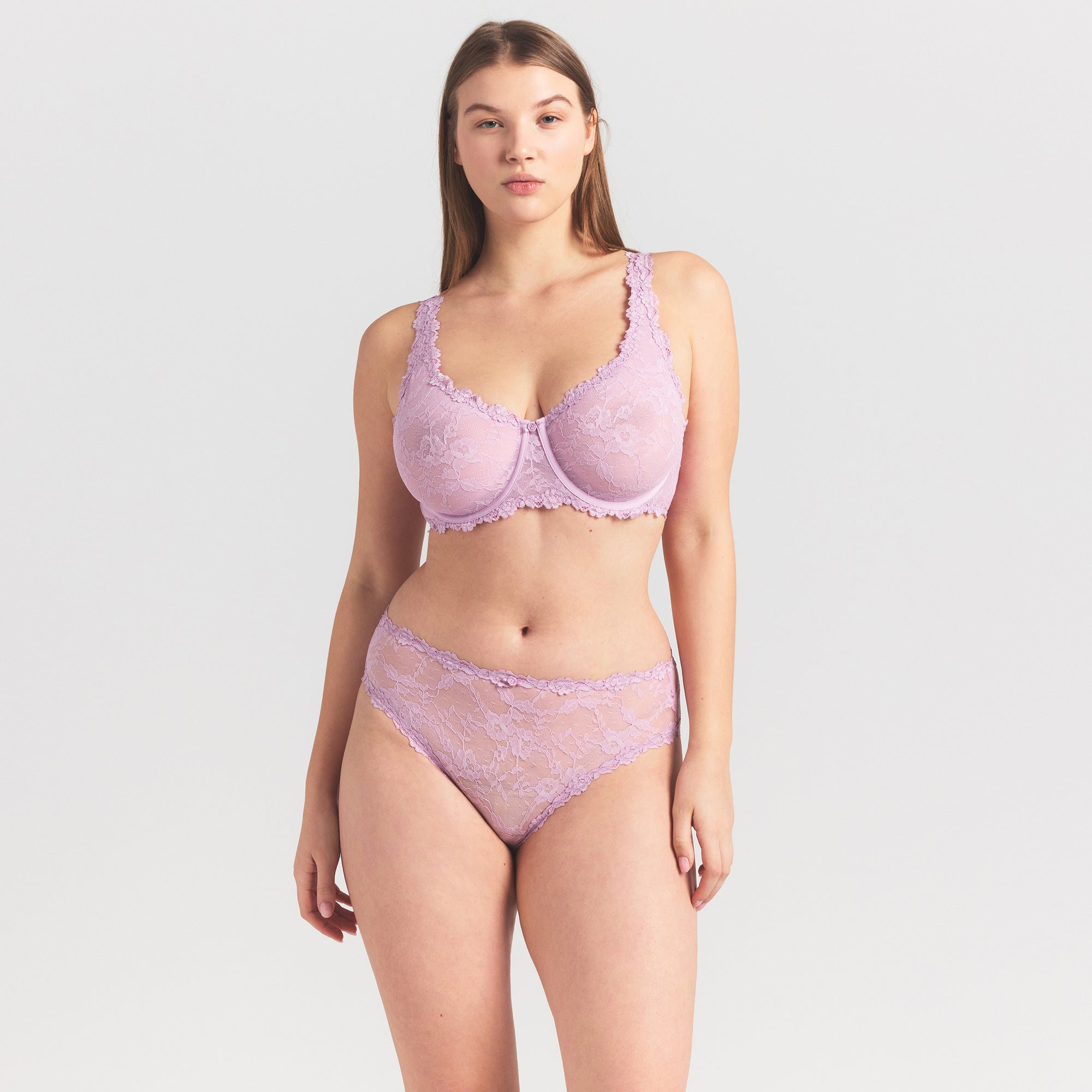 STRETCH LACE UNLINED FULL COVERAGE BRA | BABY PINK thumbnail 3