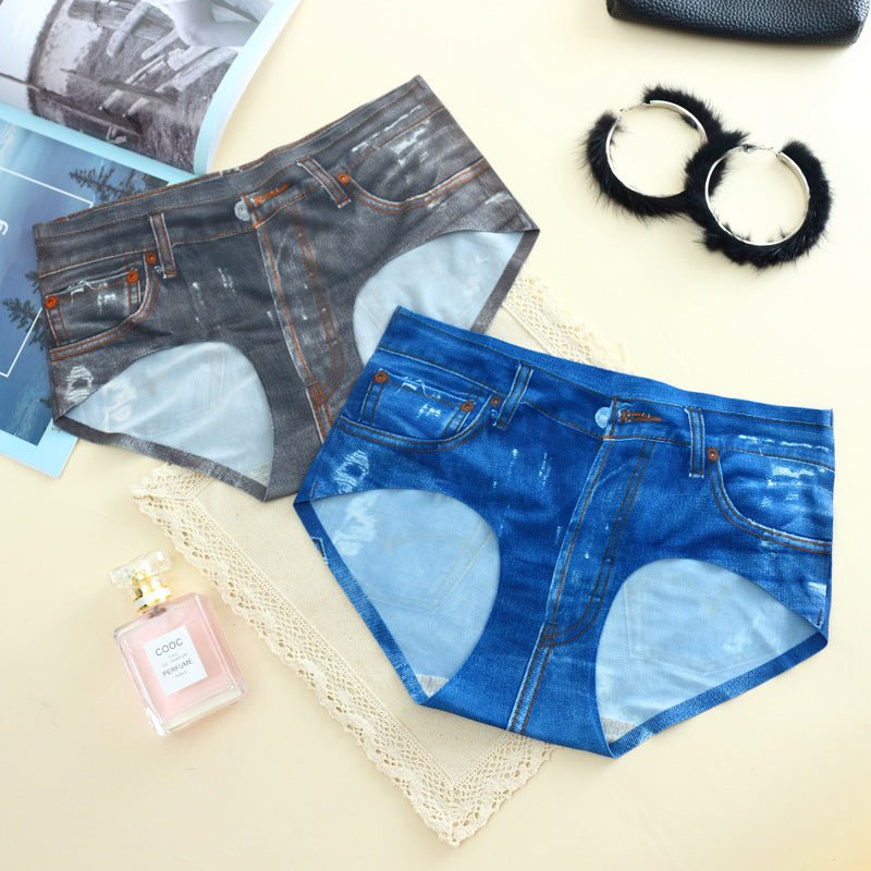 Explosive 3D Denim Digital Printing Comfortable Women's Panties thumbnail 3