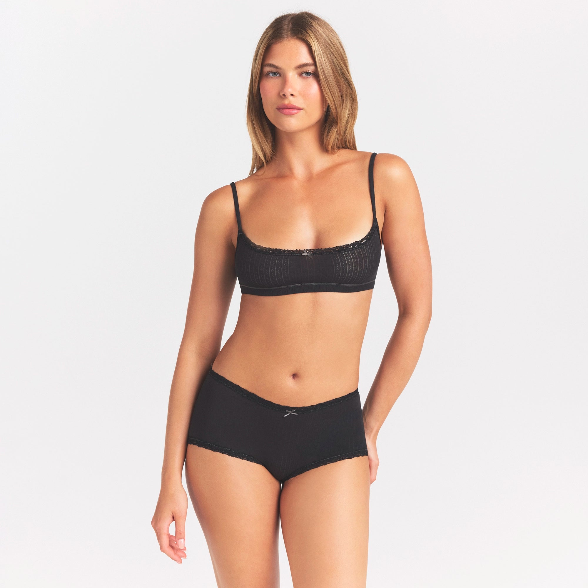 LIGHTWEIGHT COTTON POINTELLE LACE BOY SHORT | SOOT TONAL thumbnail 3