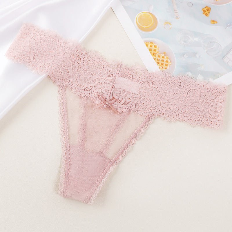 Women's Lace Seamless Solid Color Breathable Premium Thong Panties thumbnail 2