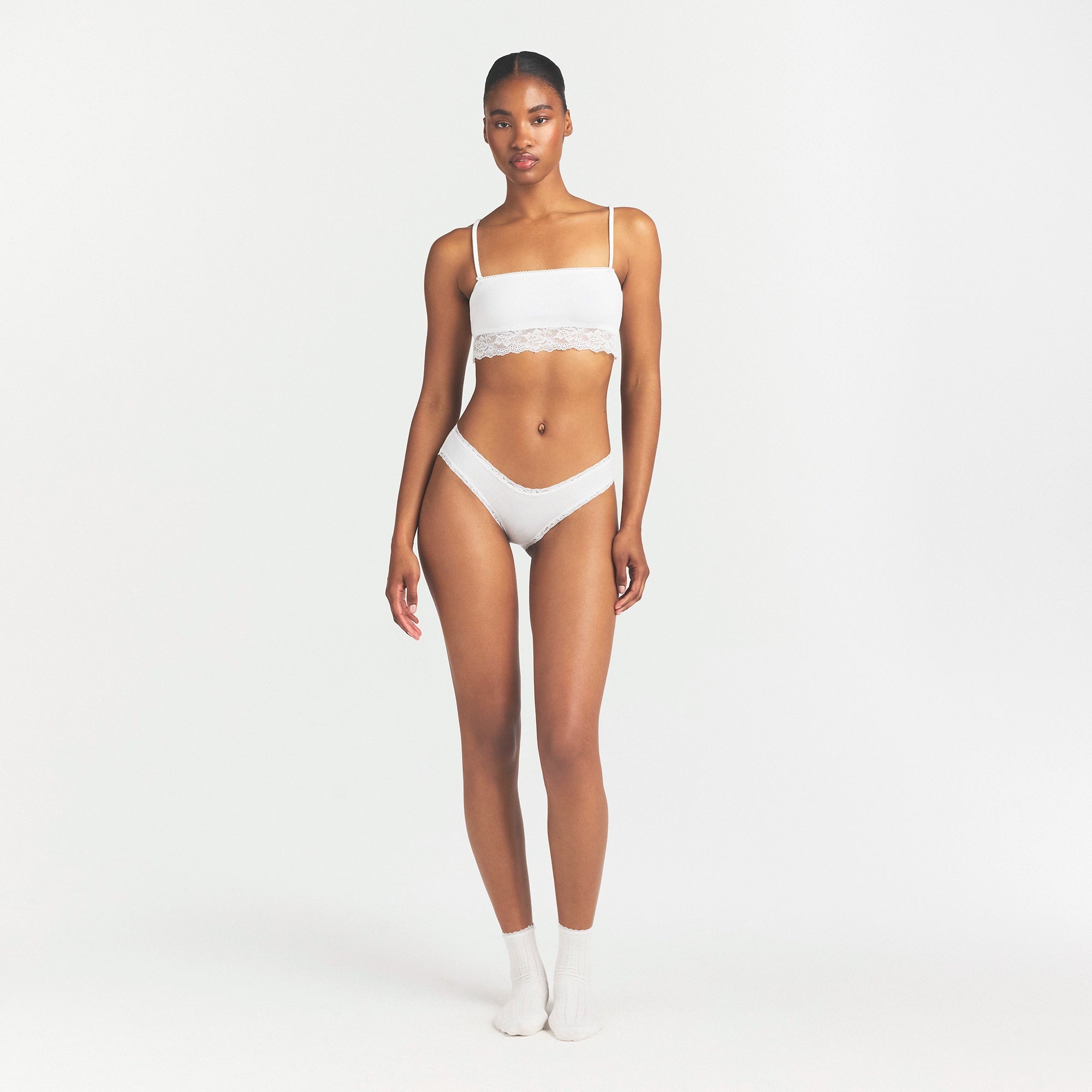 LIGHTWEIGHT COTTON LACE BRIEF | SNOW thumbnail 2