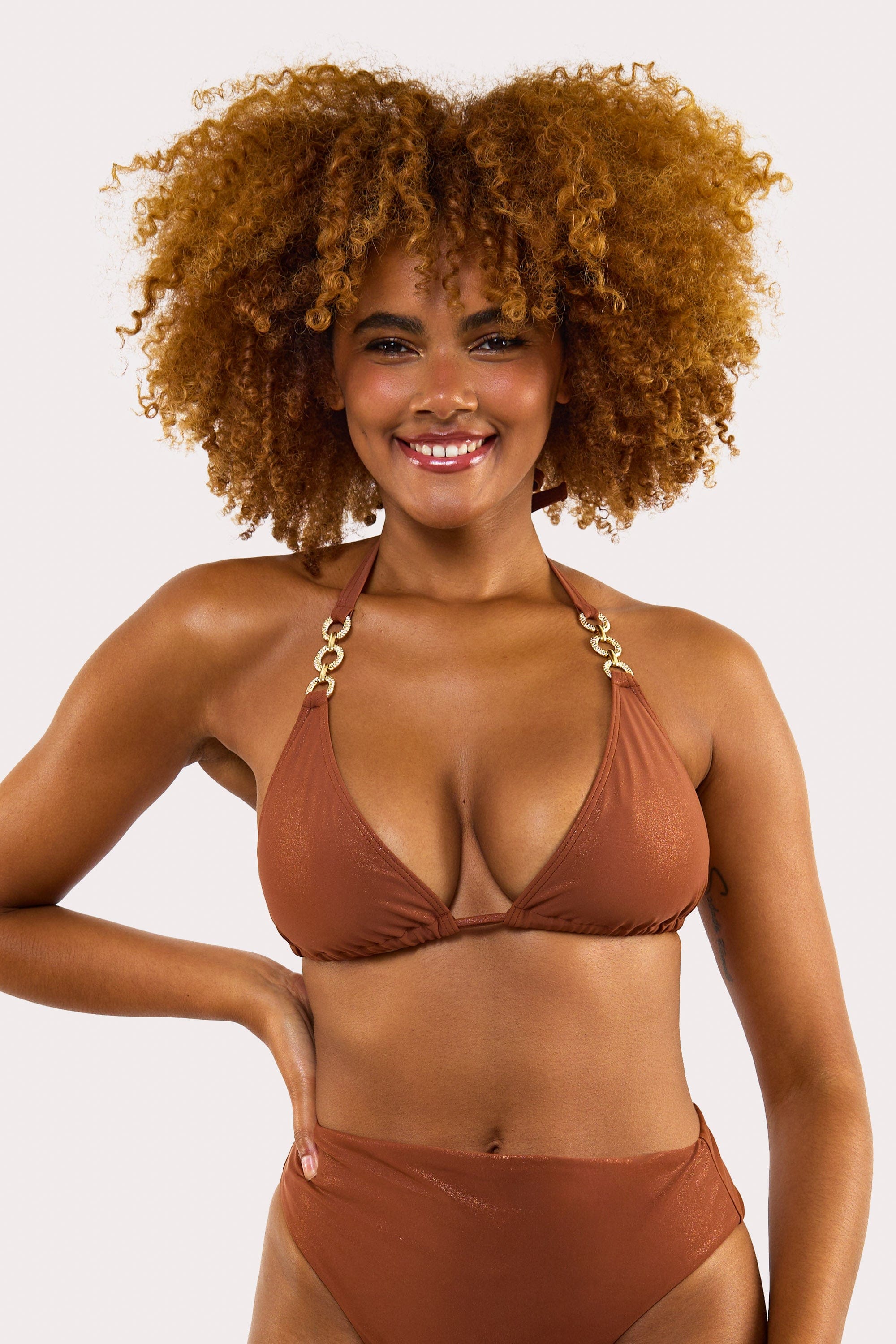 Morgan Bronze Glitter Mix & Match Fuller Bust Triangle Bikini Top thumbnail 2