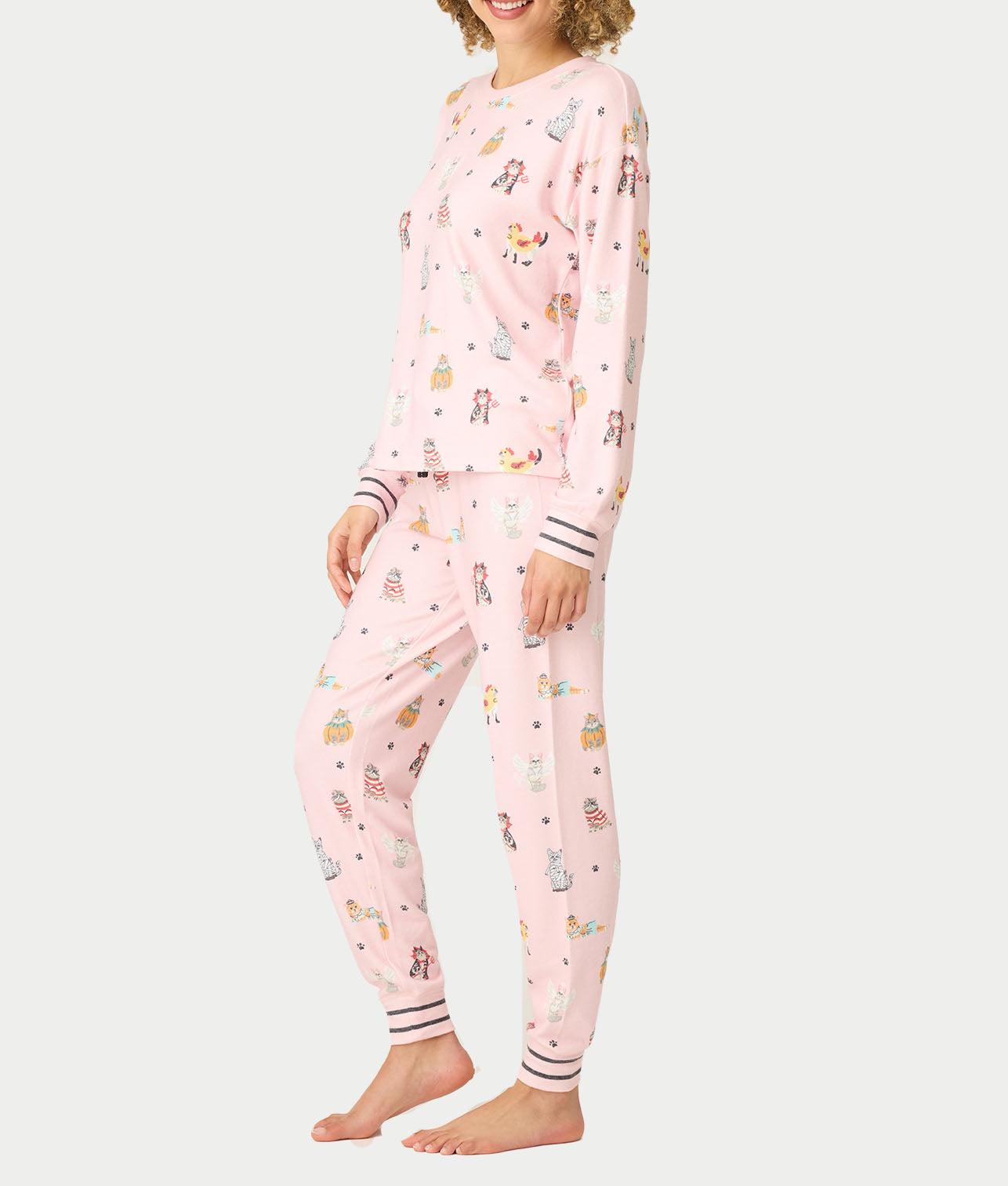 Feline Spooky Halloween Cat Knit Pajama Set thumbnail 3