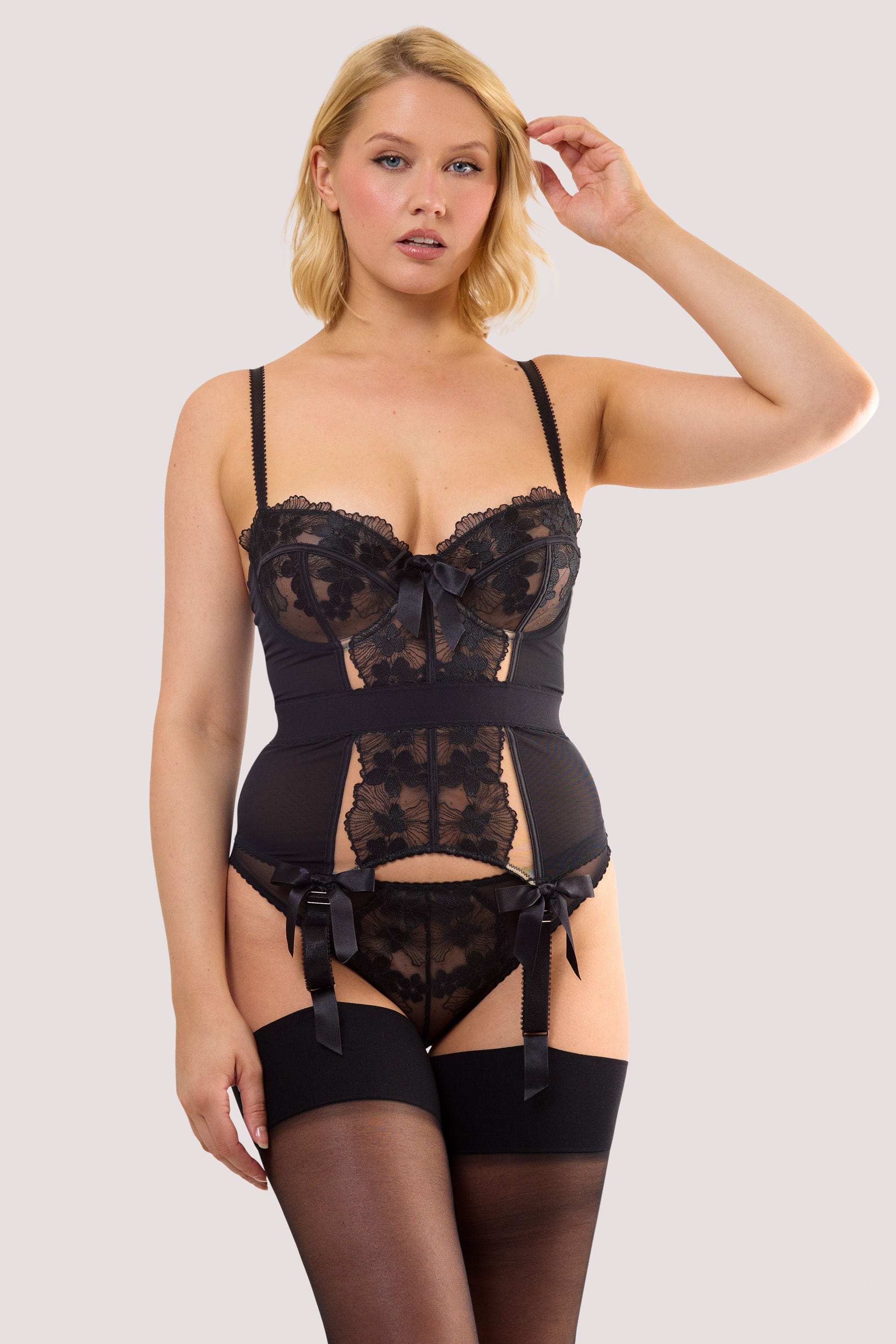 Lillian Black Floral Embroidery Basque thumbnail 3