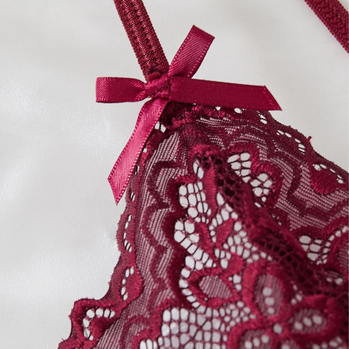 Elegant Floral Lace Deep V Bodysuit with Strappy Back Detail thumbnail 2