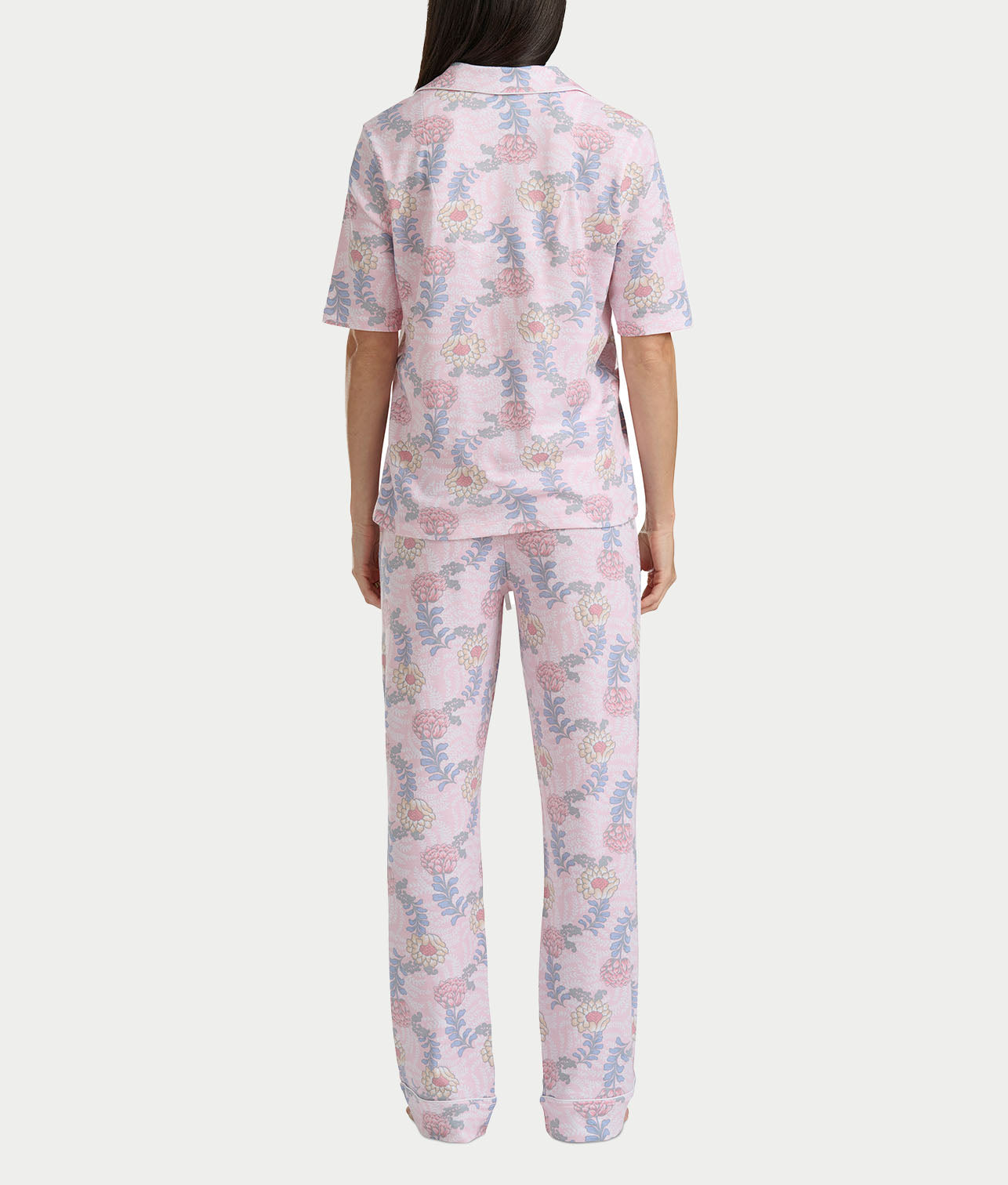 Notch Collar Elbow Sleeve Pajama Set thumbnail 2
