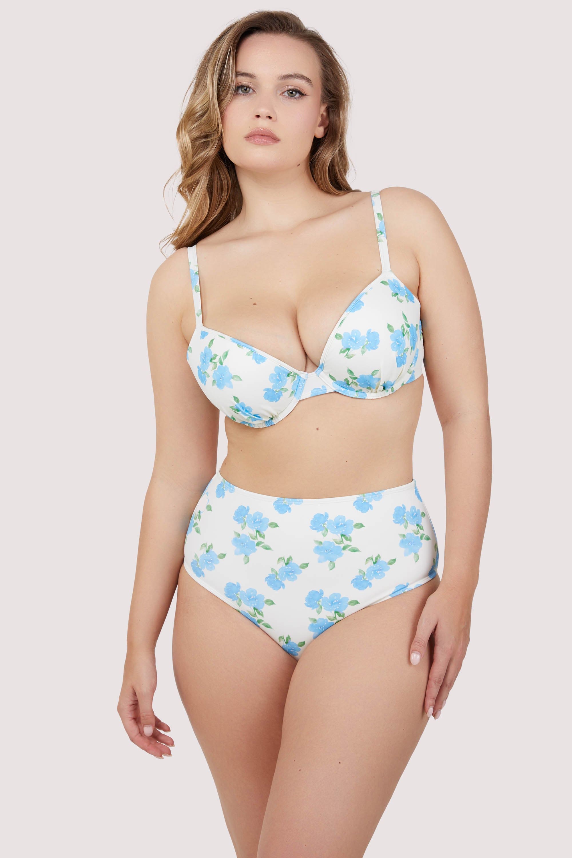Amelia Mix & Match Watercolour Floral High Waisted Bikini Bottom thumbnail 3