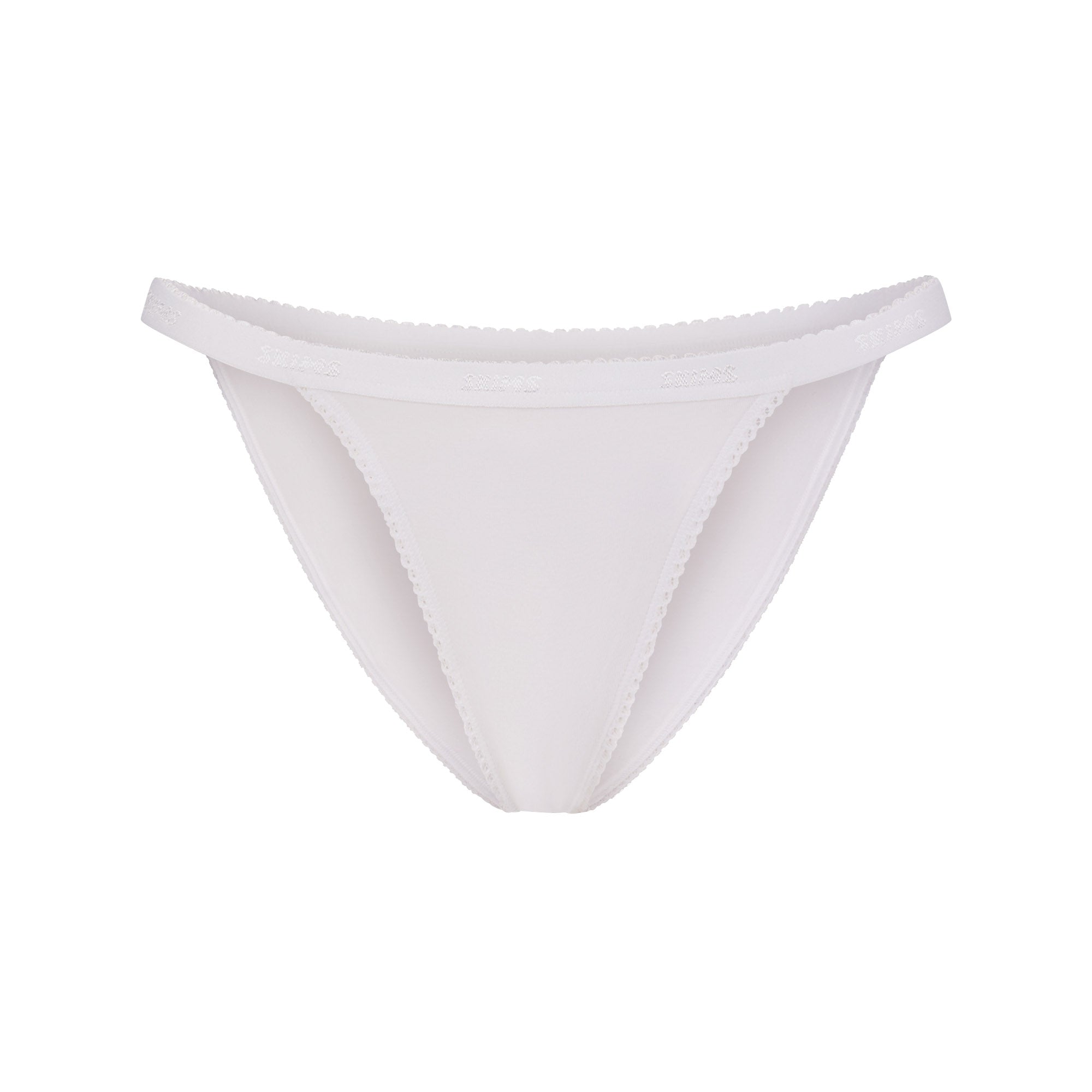 LIGHTWEIGHT COTTON LOGO PICOT STRING BIKINI | SNOW