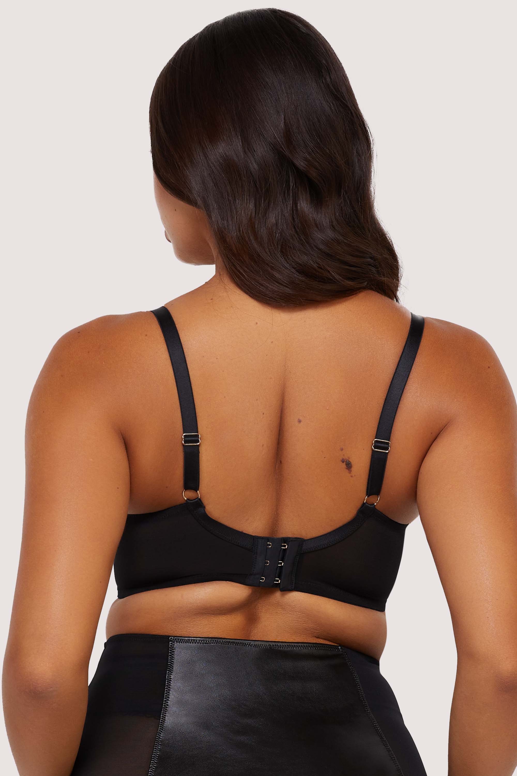 Iris Black Leatherette Padded Plunge Bra thumbnail 3