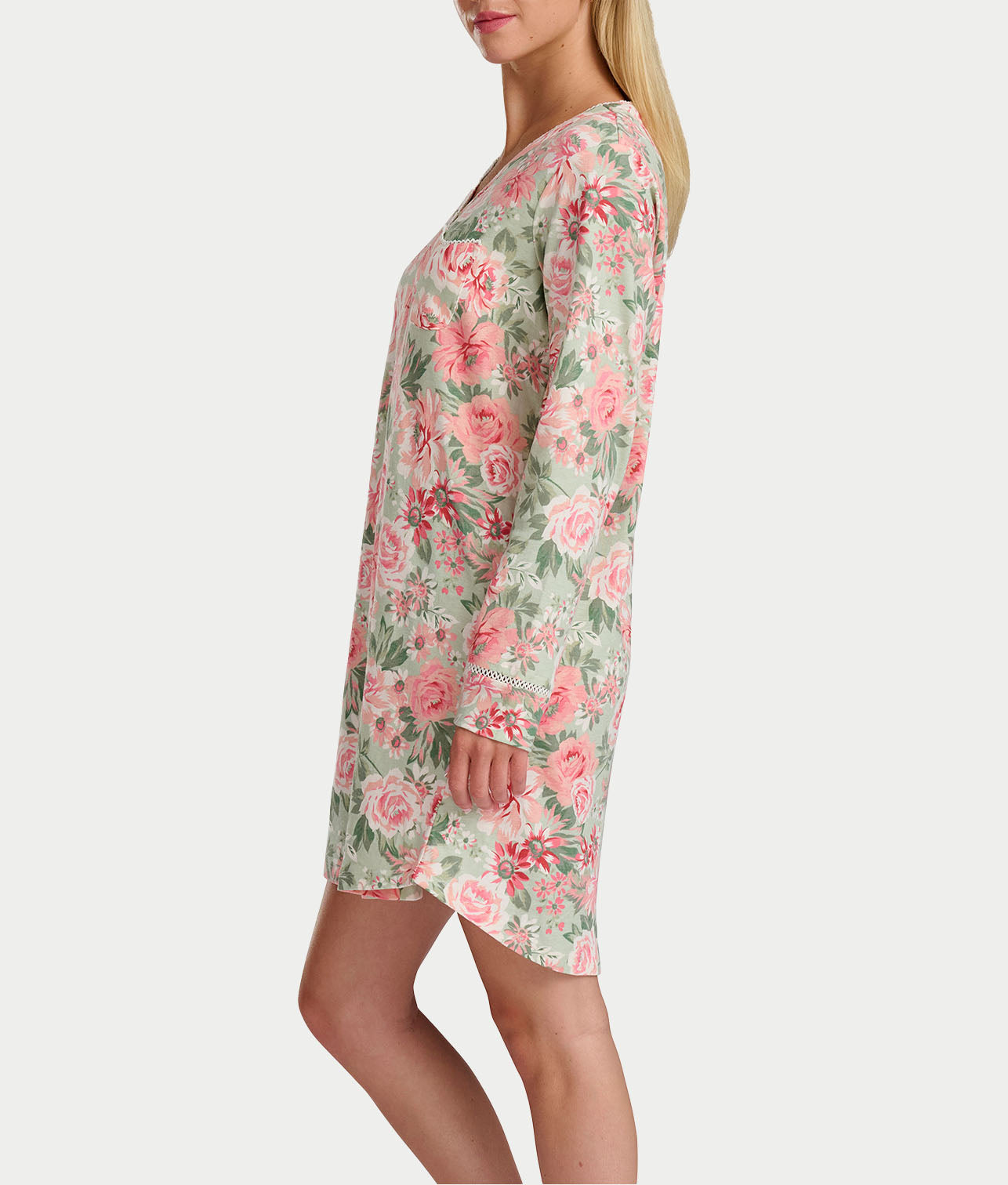 Vintage Dreams Henley Sleep Shirt With Picot Trim thumbnail 3