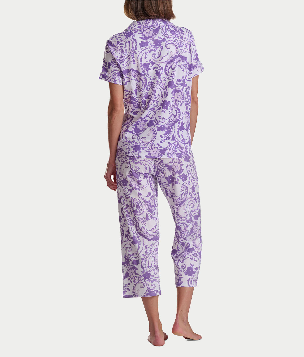 Paisley Fusion Girlfriend Knit Capri Pajama Set With Satin thumbnail 2