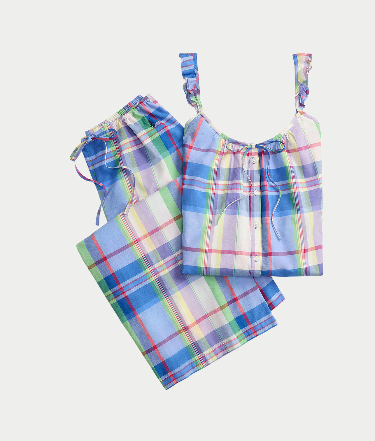 Madras Plaid Ruffle Cami Woven Pajama Set thumbnail 2