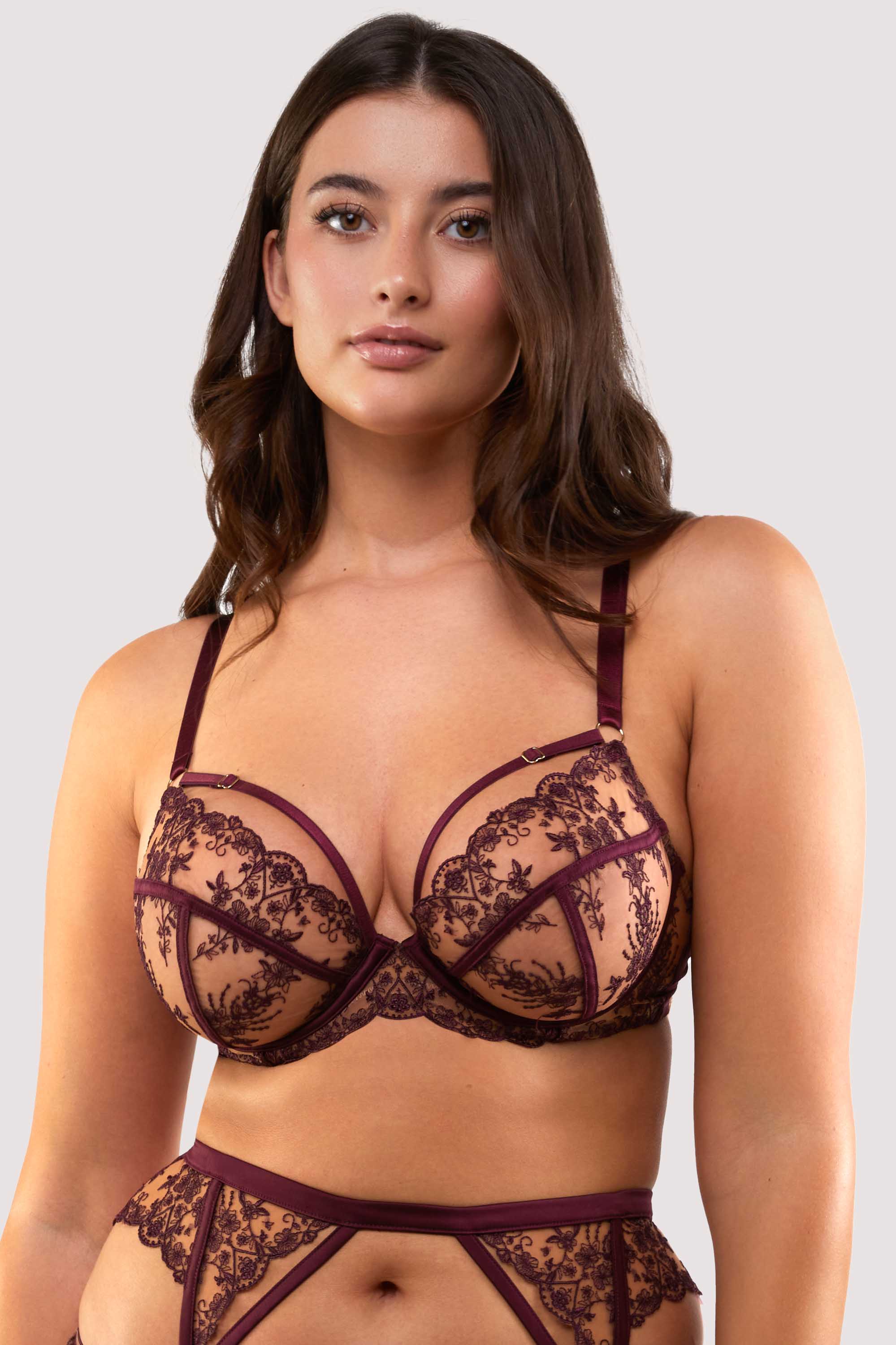 Cassia Wine Custom Embroidery Bra thumbnail 3