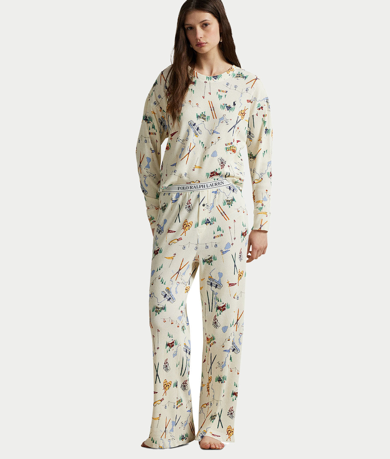 Club Waffle Knit Long Sleeve Pajama Set