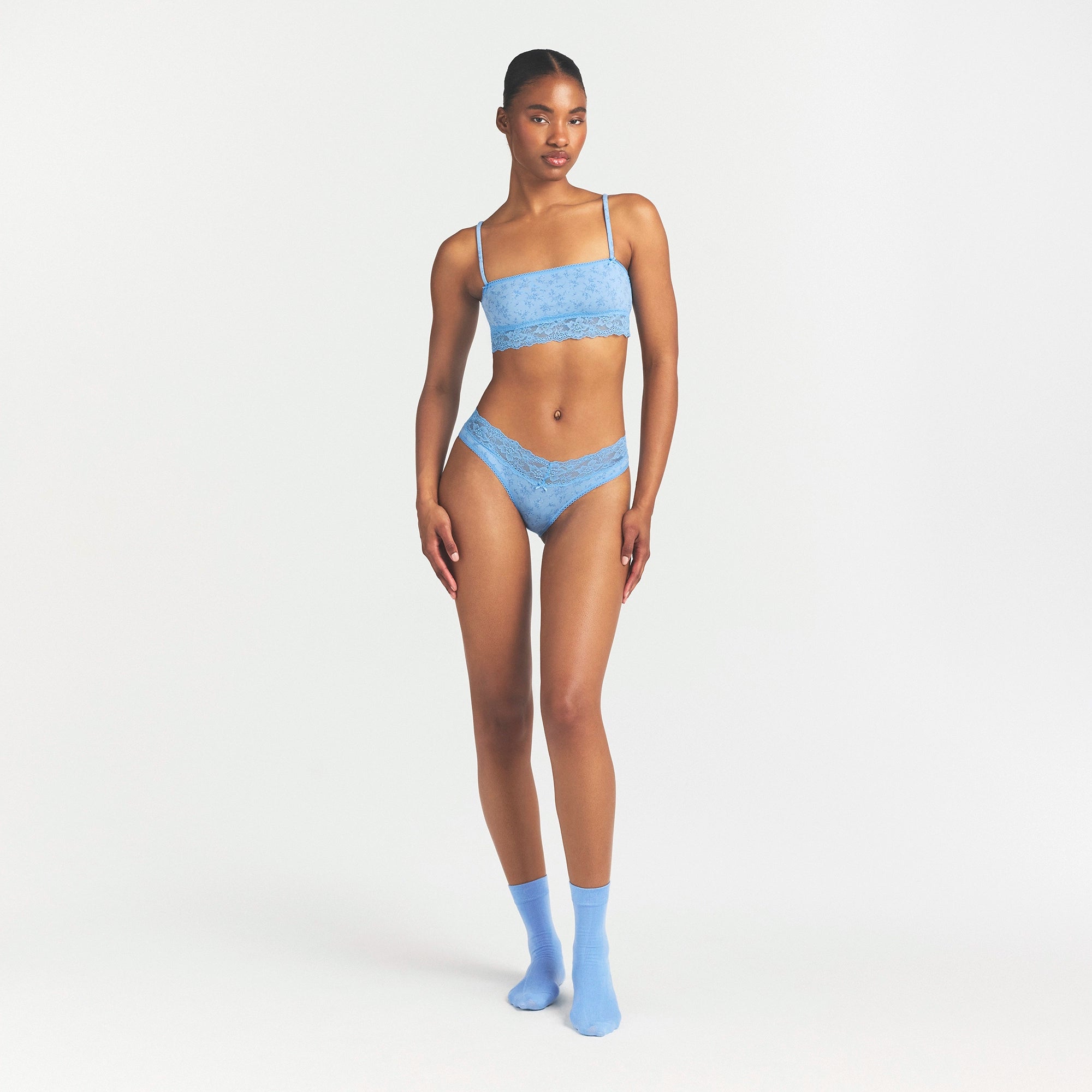 LIGHTWEIGHT COTTON WIDE LACE BRIEF | SURF DAINTY FLORAL PRINT thumbnail 2