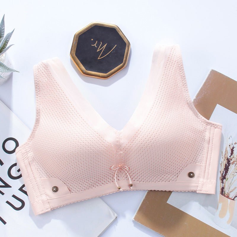 Wireless Vest Style Hollow Breathable Thin Cotton Deep V Pattern Push-up Bra thumbnail 2