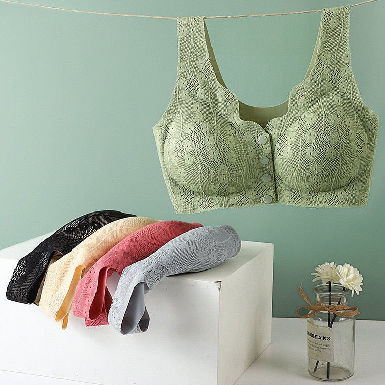 Korean style Seamless Front Open Button Comfortable Padding Bra thumbnail 3