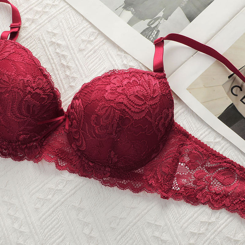 Elegant Lace Underwire Push Up Bra and Panty Set thumbnail 3