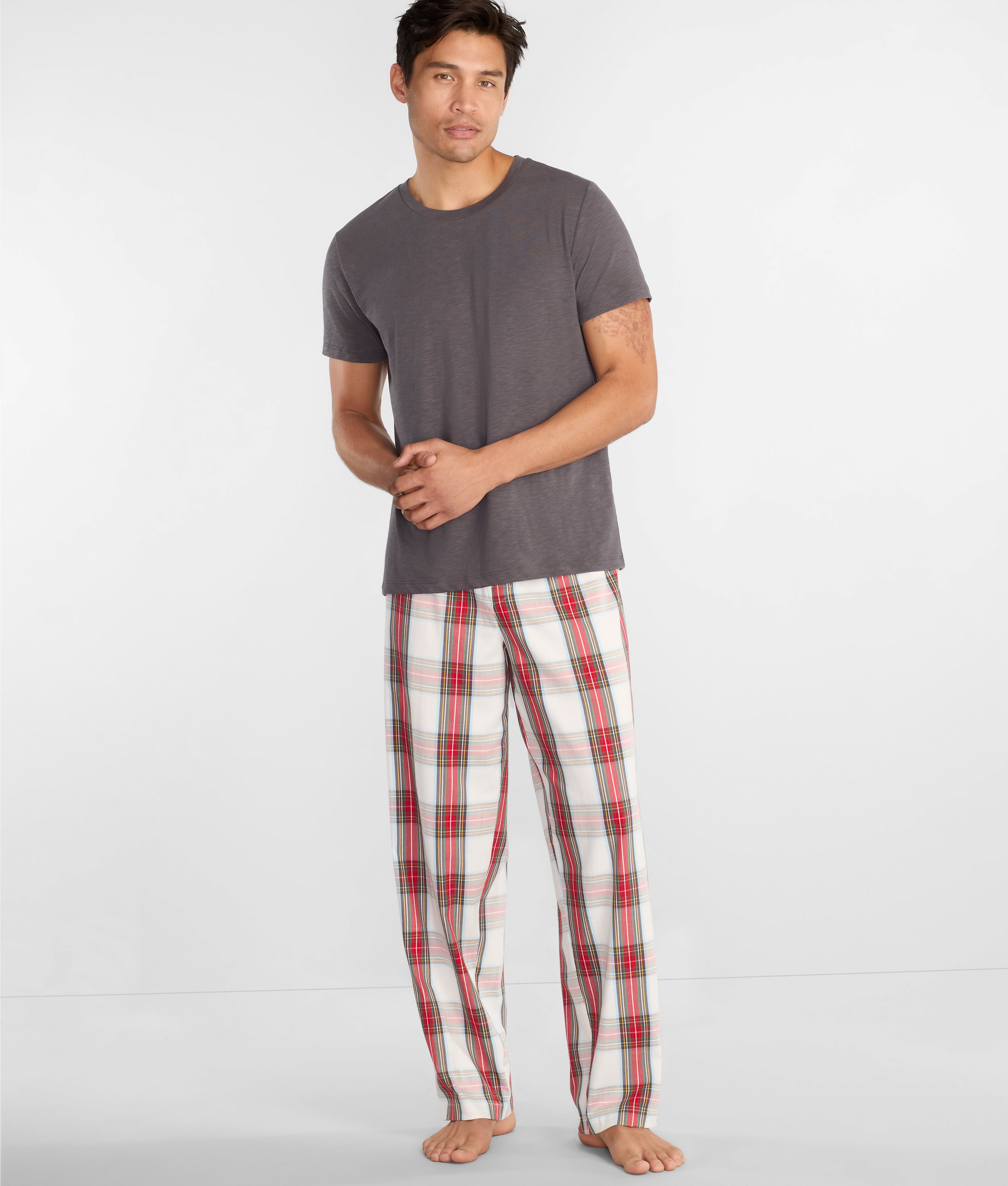 The Cozy Plaid Men's Brushed Cotton Pajama Set thumbnail 3