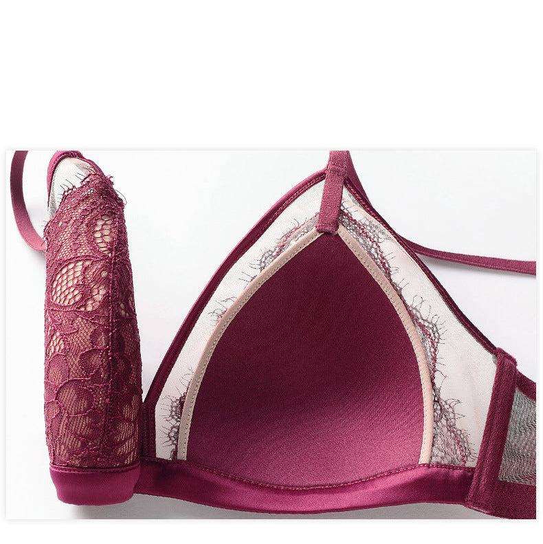 French Eyelash Lace Wireless Bra and Panty Set thumbnail 3