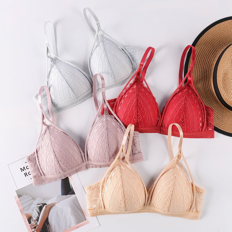 Women's Floral Lace Seamless Bralette, Deep V Triangle Cup Push-Up Bras thumbnail 2