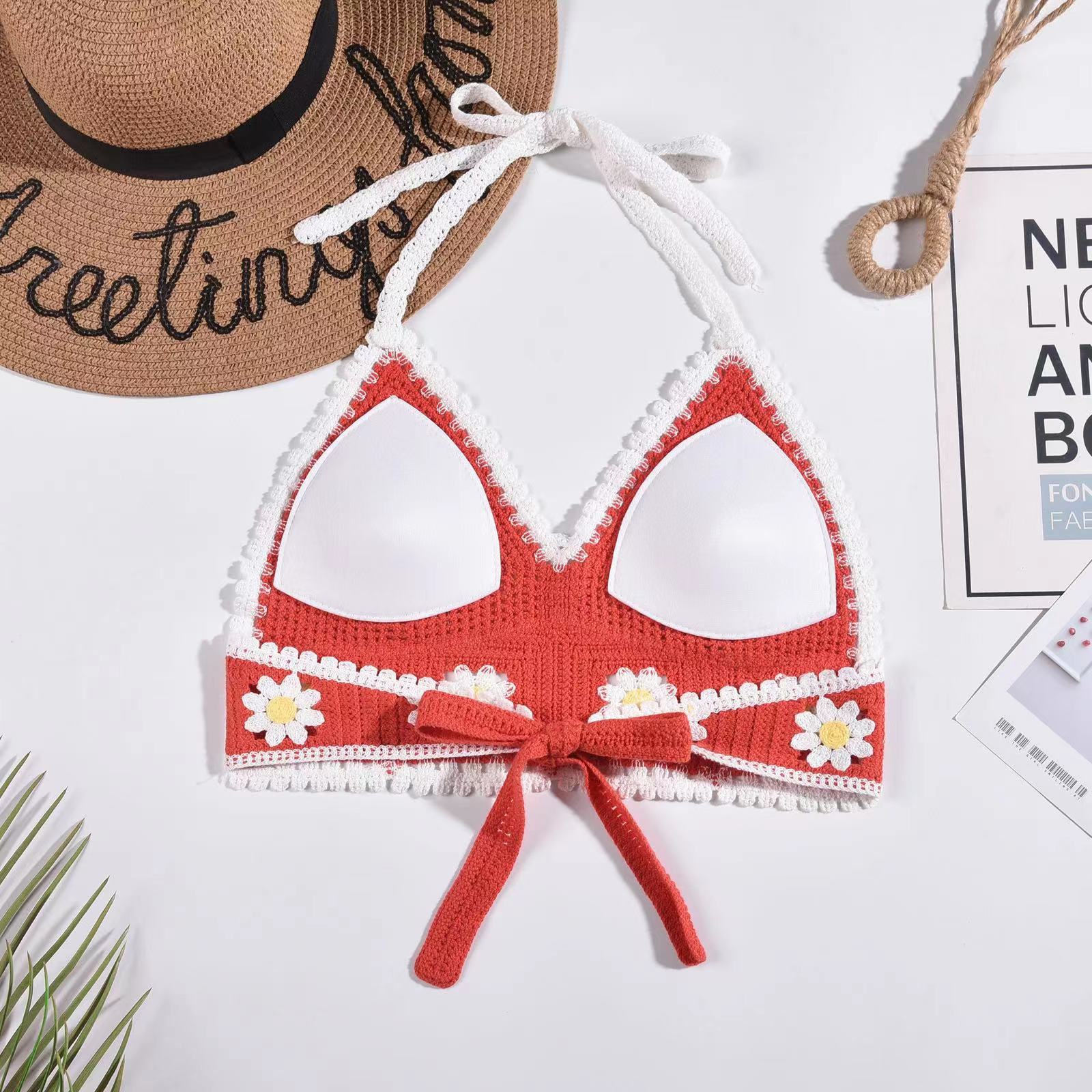 Thailand vacation Bohemian Cut-out Corset Versatile V-neck Bikini Bra thumbnail 2