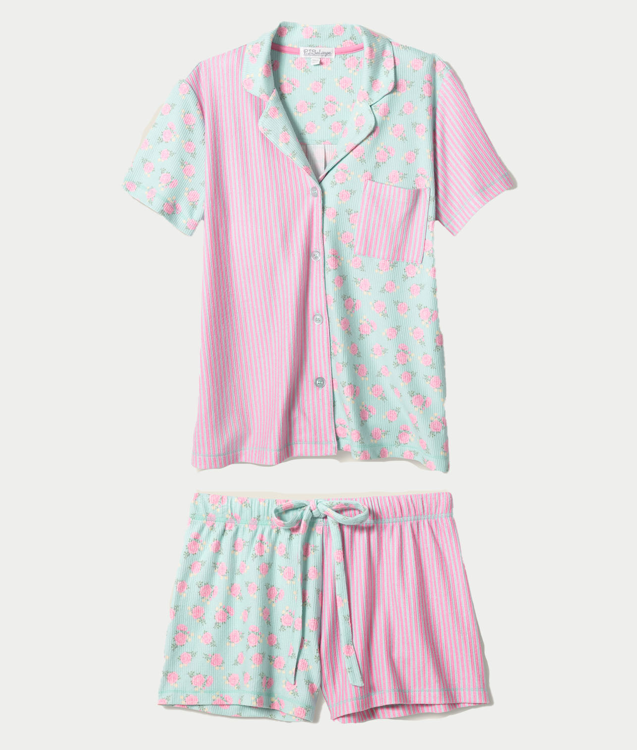 Secret Garden Striped Floral Knit Pajama Set thumbnail 2