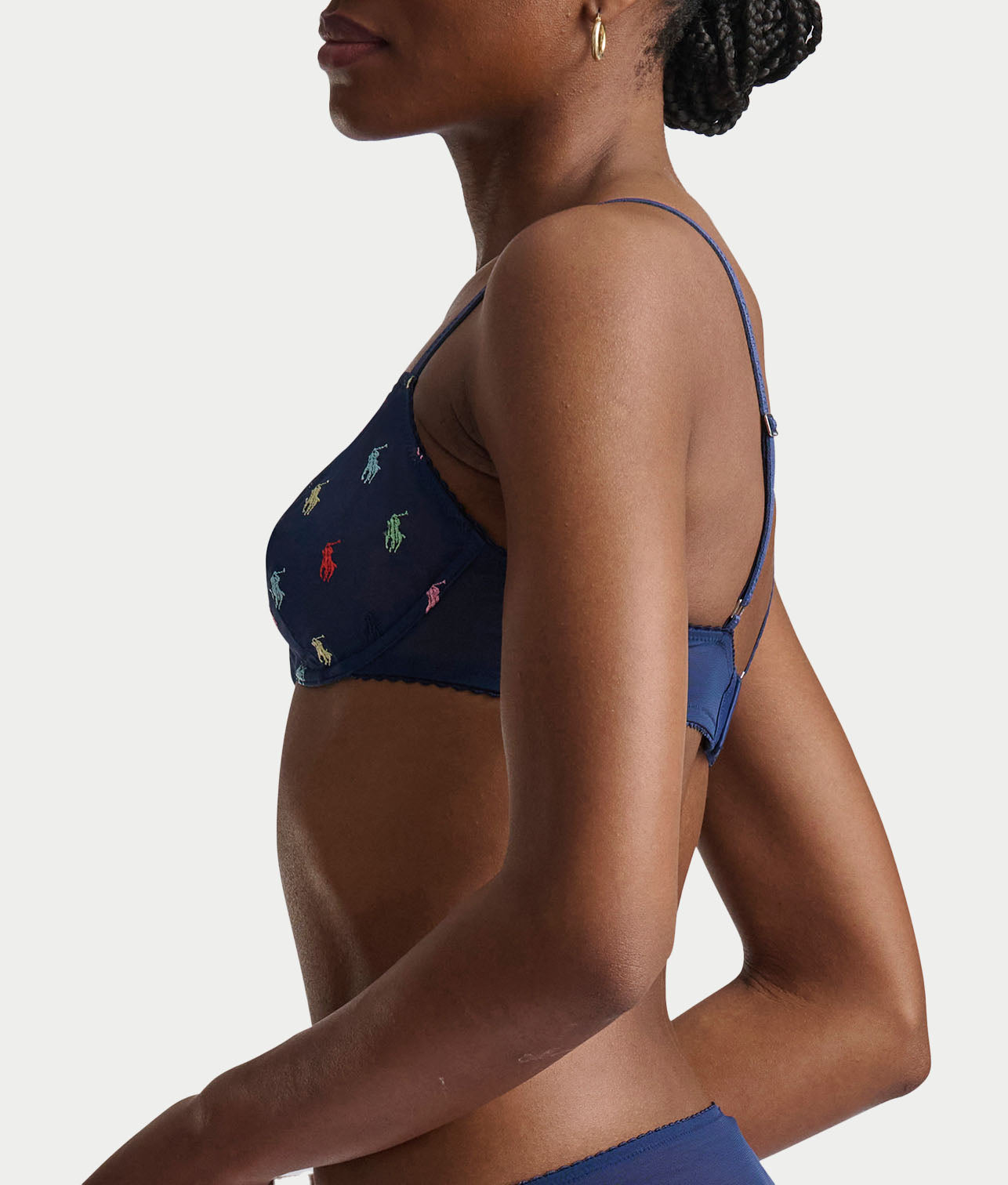 Embroidered Pony Mesh Unlined Demi Bra thumbnail 3