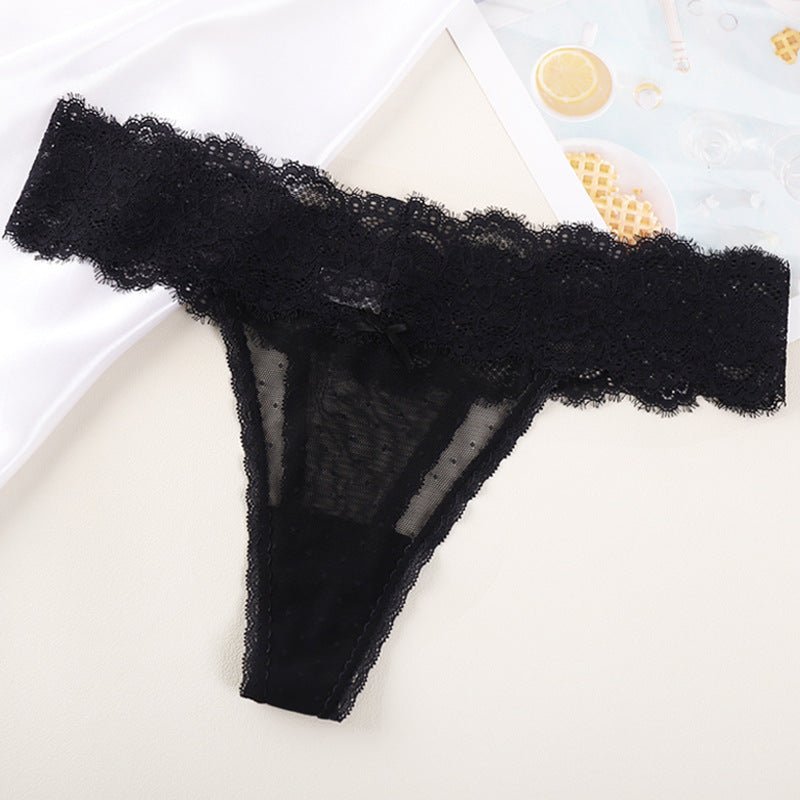 Women's Lace Seamless Solid Color Breathable Premium Thong Panties thumbnail 3
