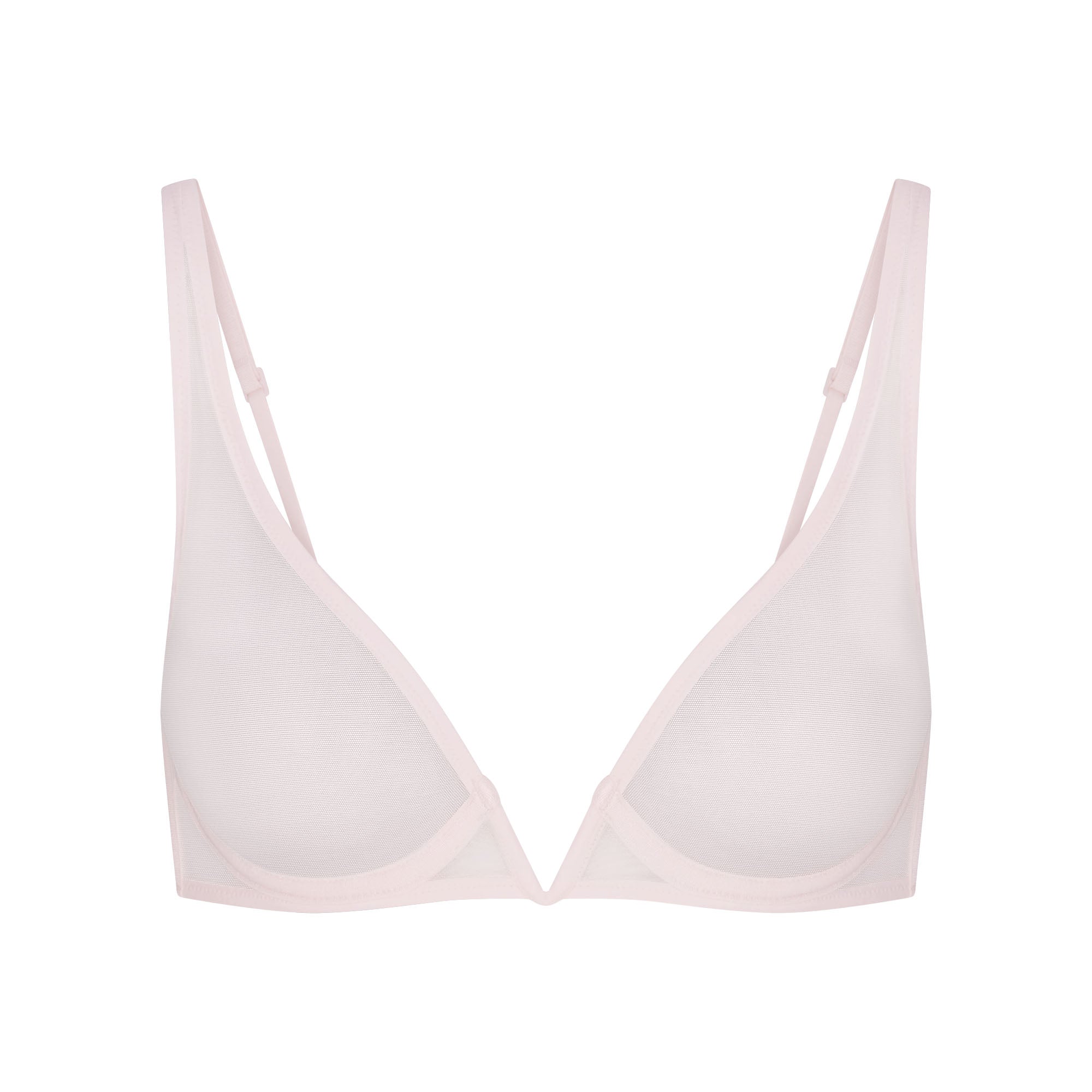 ULTRA FINE MESH DEEP PLUNGE BRA | BARELY PINK