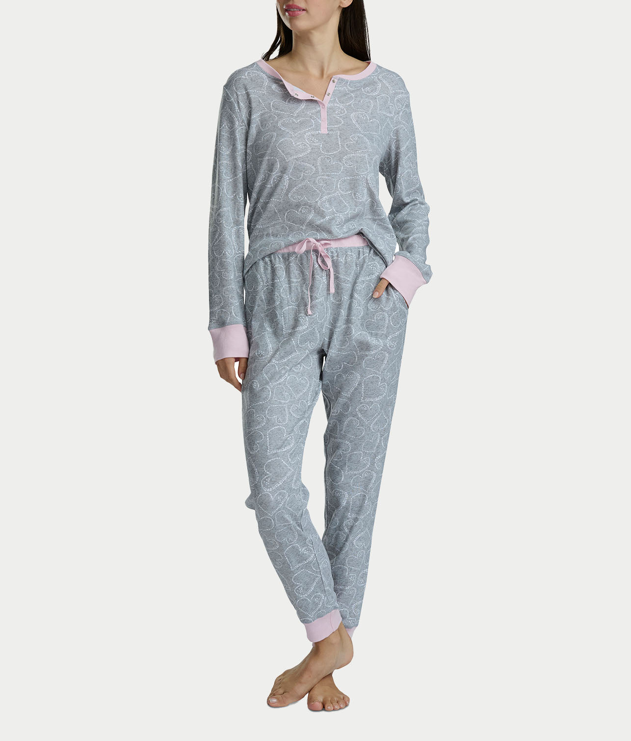 Long Sleeve Rib Henley Jogger Set