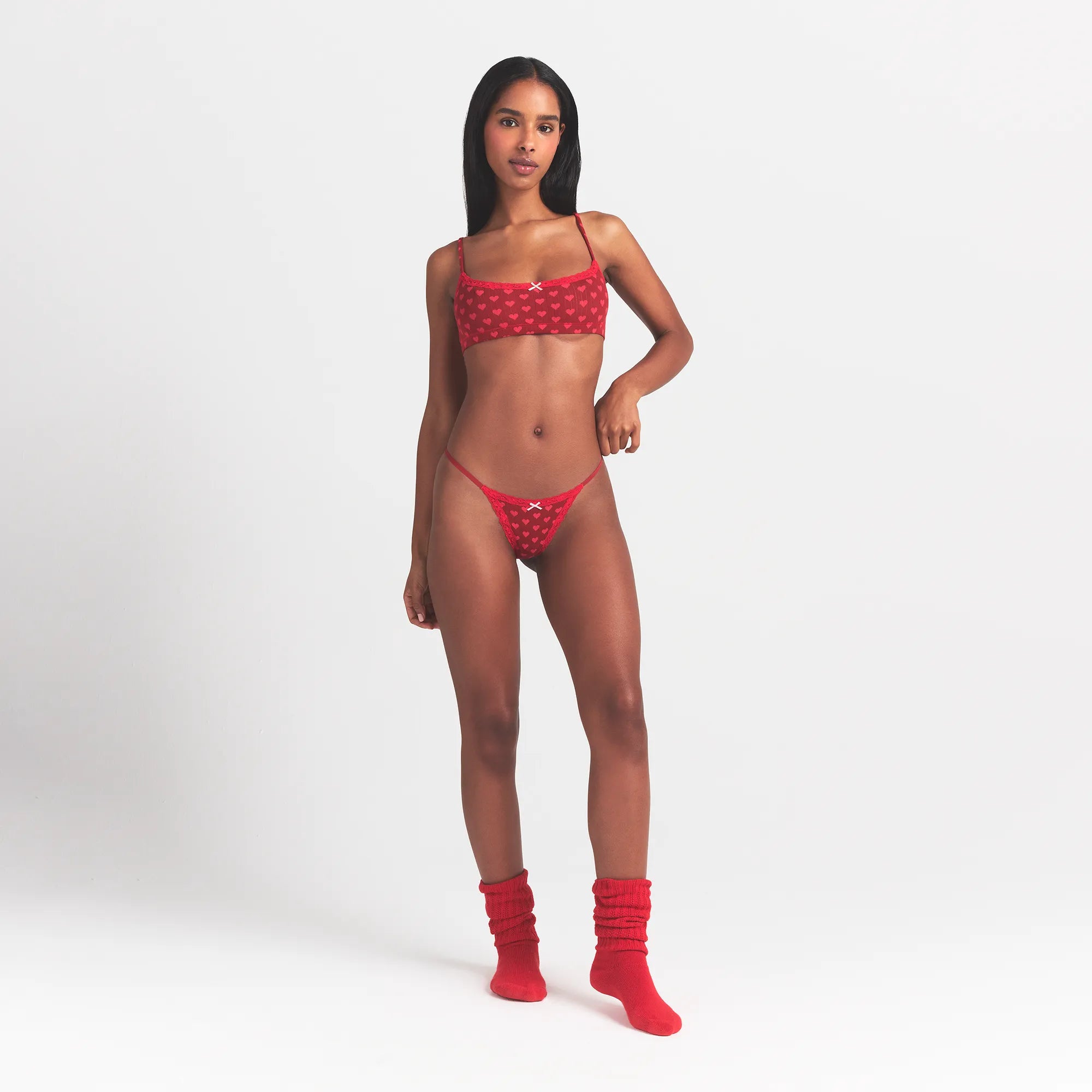 LIGHTWEIGHT COTTON POINTELLE LACE STRING THONG | BRICK HEART HALFDROP thumbnail 2