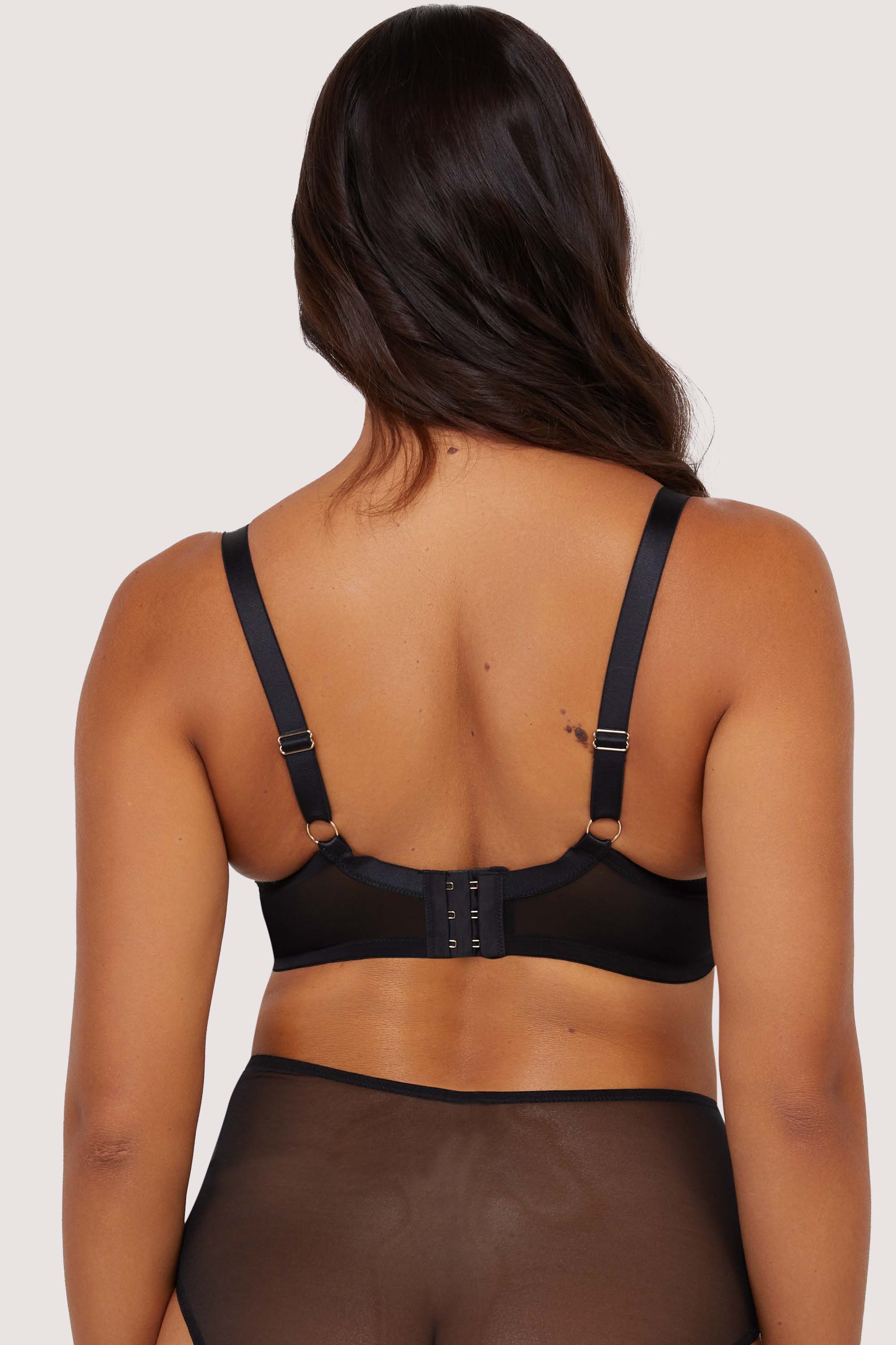 Olivia Black Contrast Embroidery Balconette Bra thumbnail 2