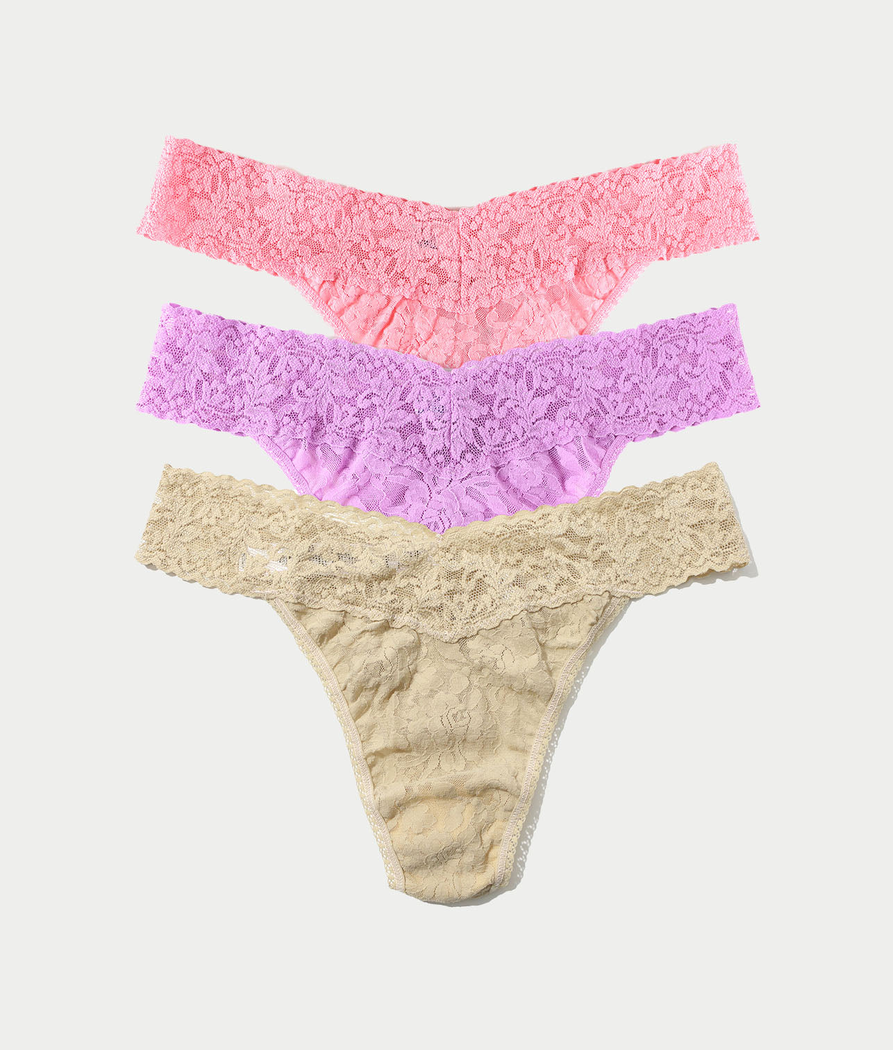Signature Lace Original Rise Thong Fashion 3-Pack
