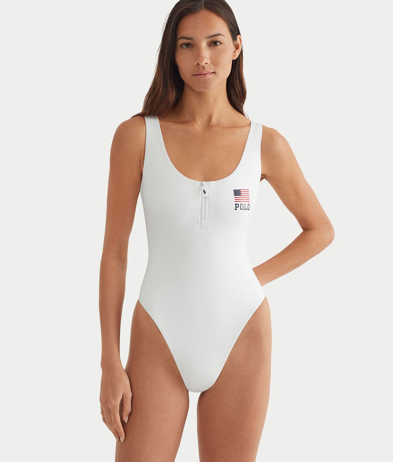 Flag Zipper Scoop Tank One-Piece