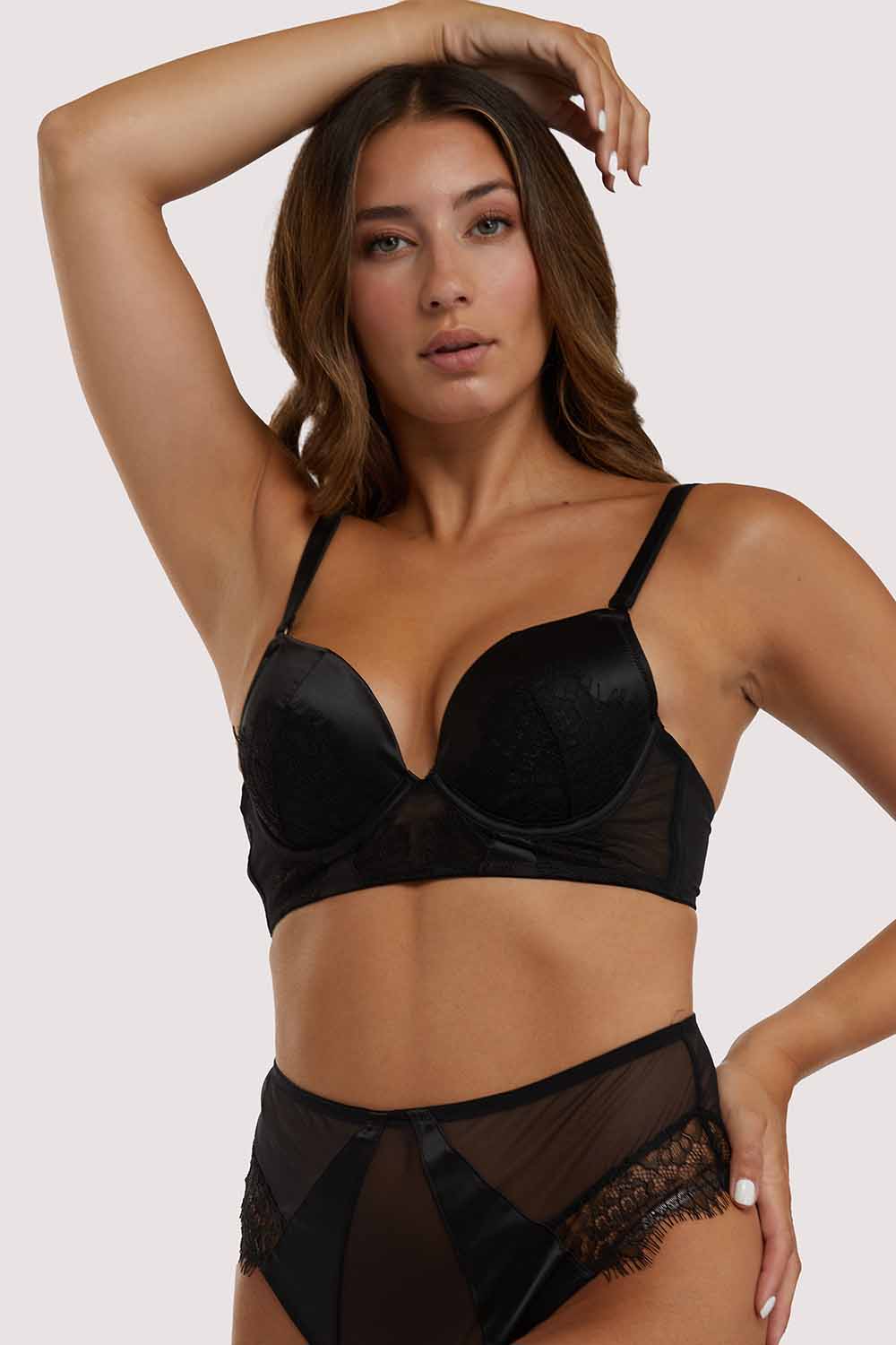 Melina Black Longline Plunge Bra thumbnail 3