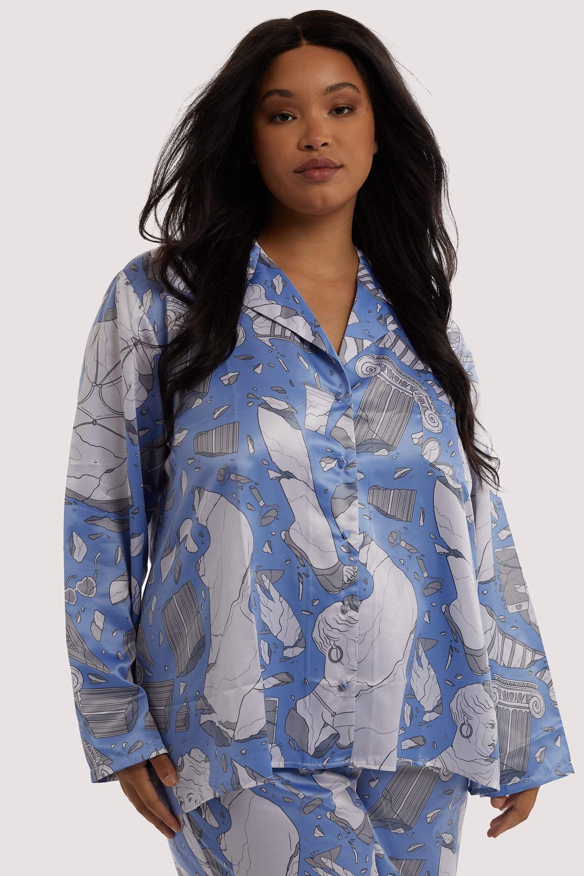 Logan Spector Recycled Blue Statues Long Sleeve Top thumbnail 2