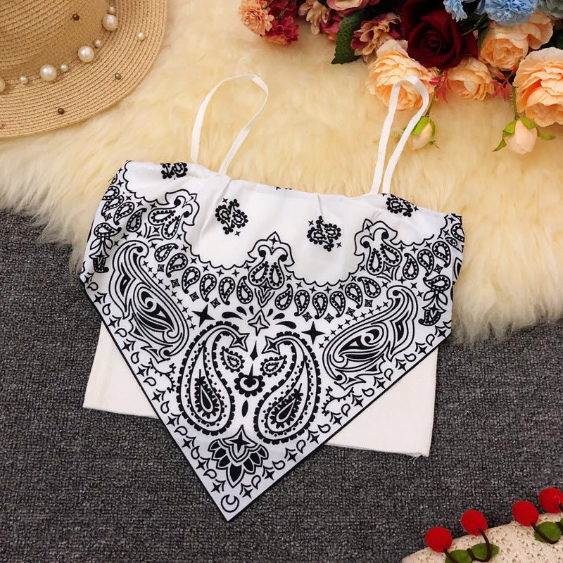 Summer Irregular Pattern Design Camisole Women's Outerwear  Belly Pocket Top thumbnail 3