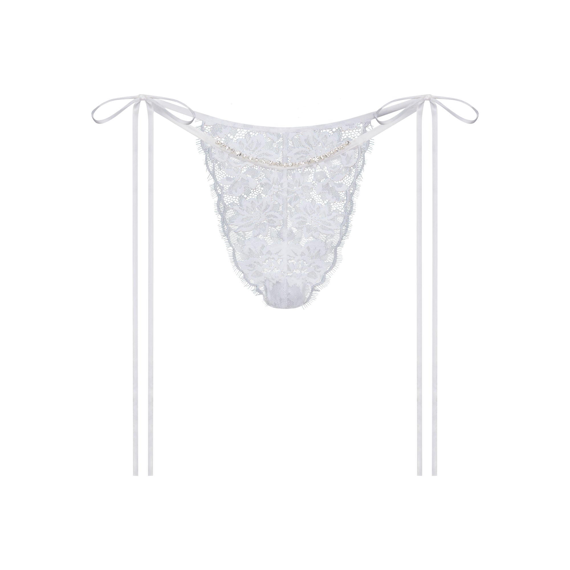 SKIMS LACE TIE SIDE TANGA | SNOW