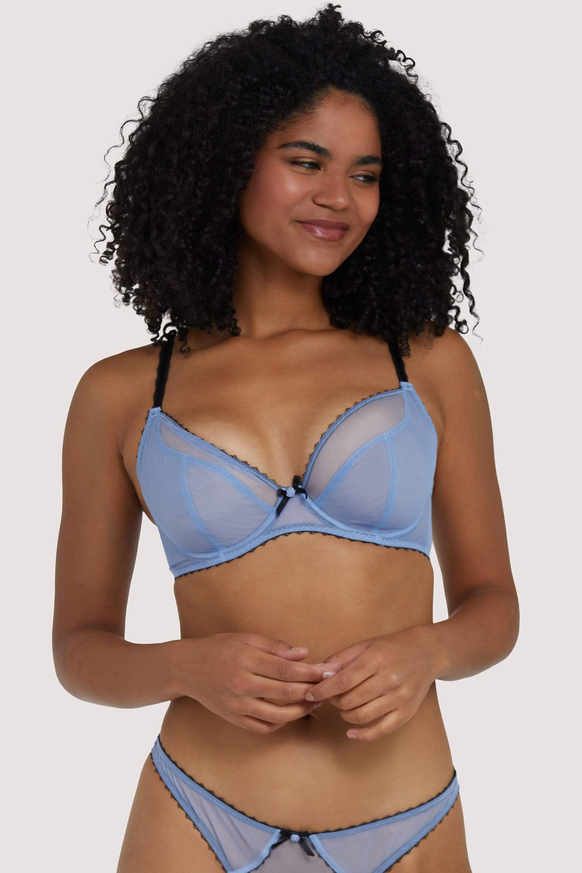 Grace Lavender Mesh Plunge Bra thumbnail 2