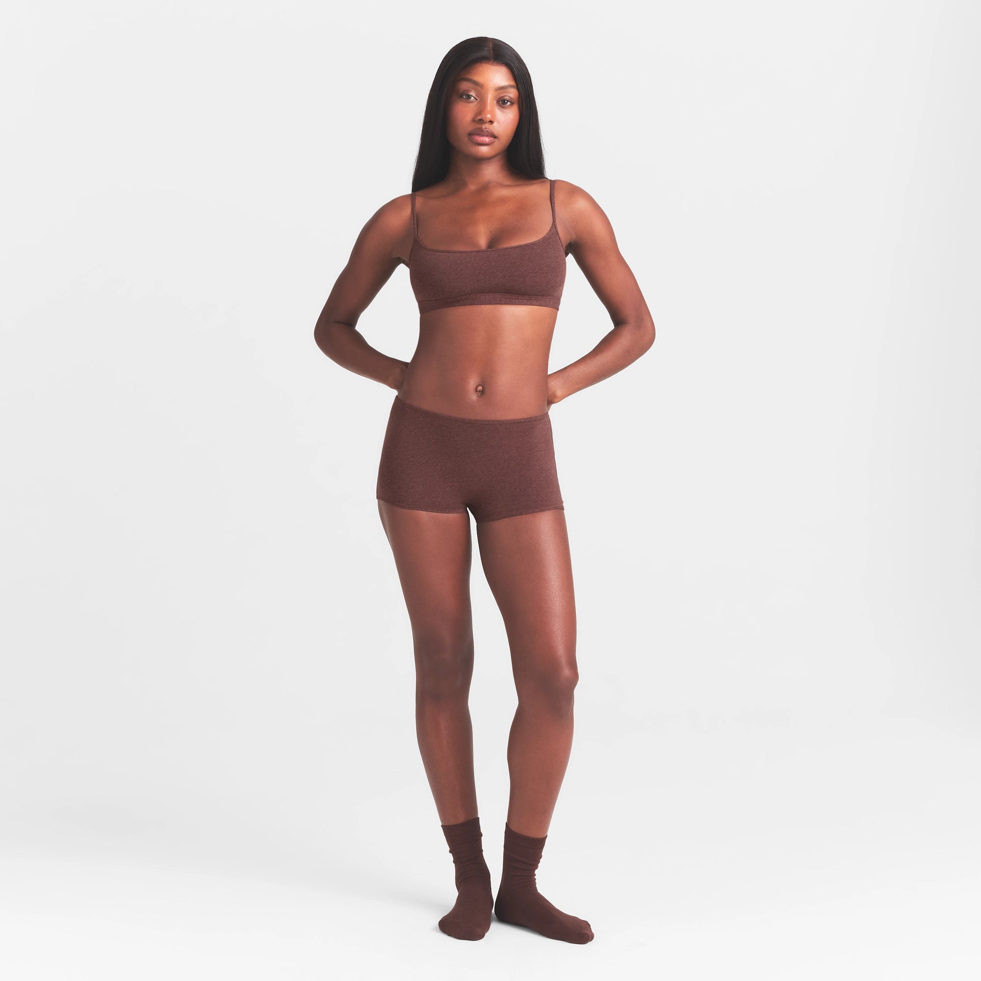 EVERYDAY COTTON BOY SHORT | COCOA HEATHER thumbnail 2