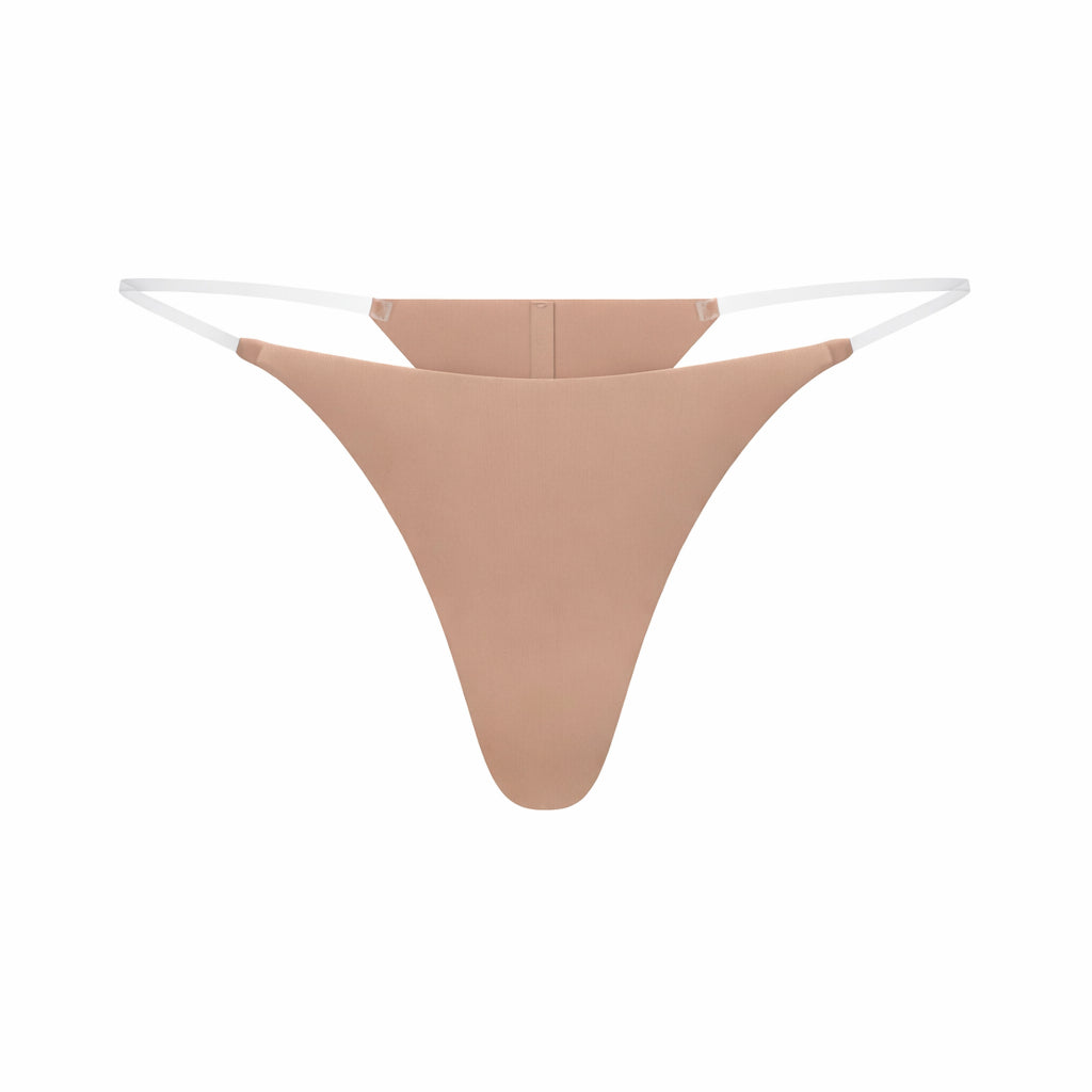 INVISIBLE CLEAR STRAP STRING THONG | CLAY
