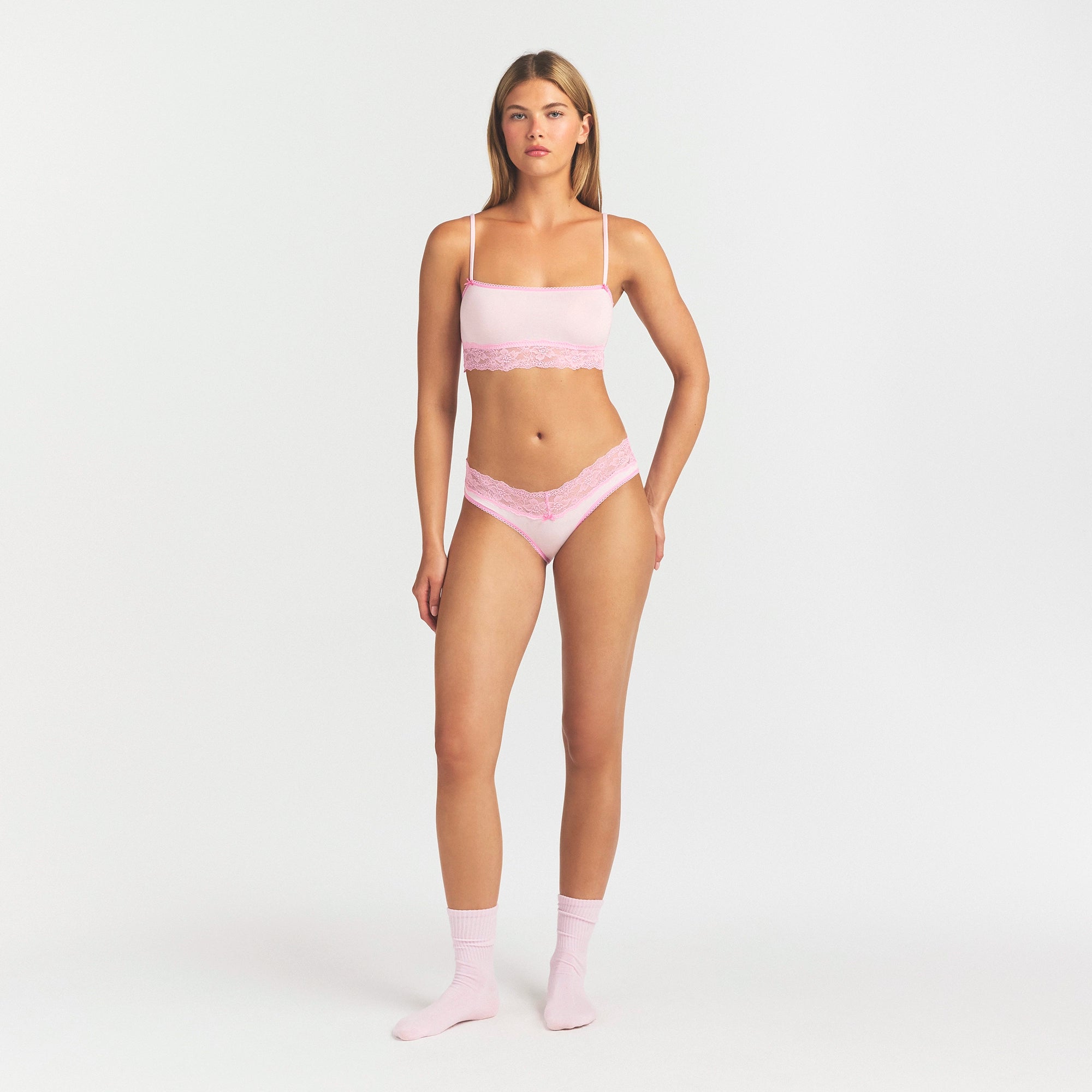 LIGHTWEIGHT COTTON WIDE LACE BRIEF | CHERRY BLOSSOM TONAL thumbnail 2