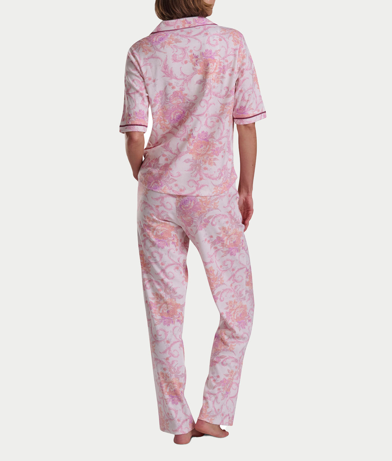 Petite Romantic Fields Notch Collar Pajama Set with Lace thumbnail 2