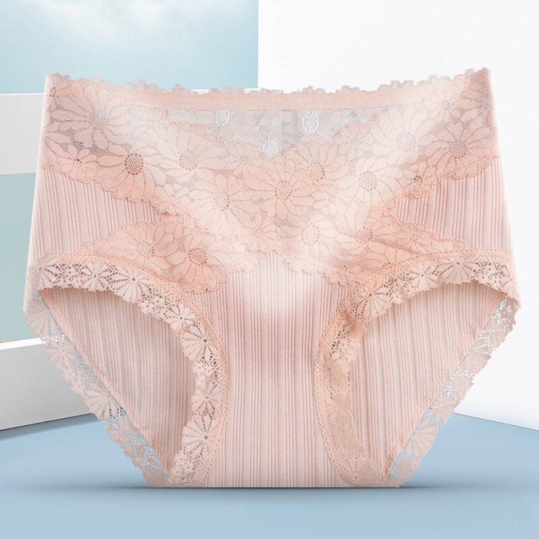 Women's Seamless Mid-rise Lace Stitching Cotton Breathable Plus size Panties thumbnail 2