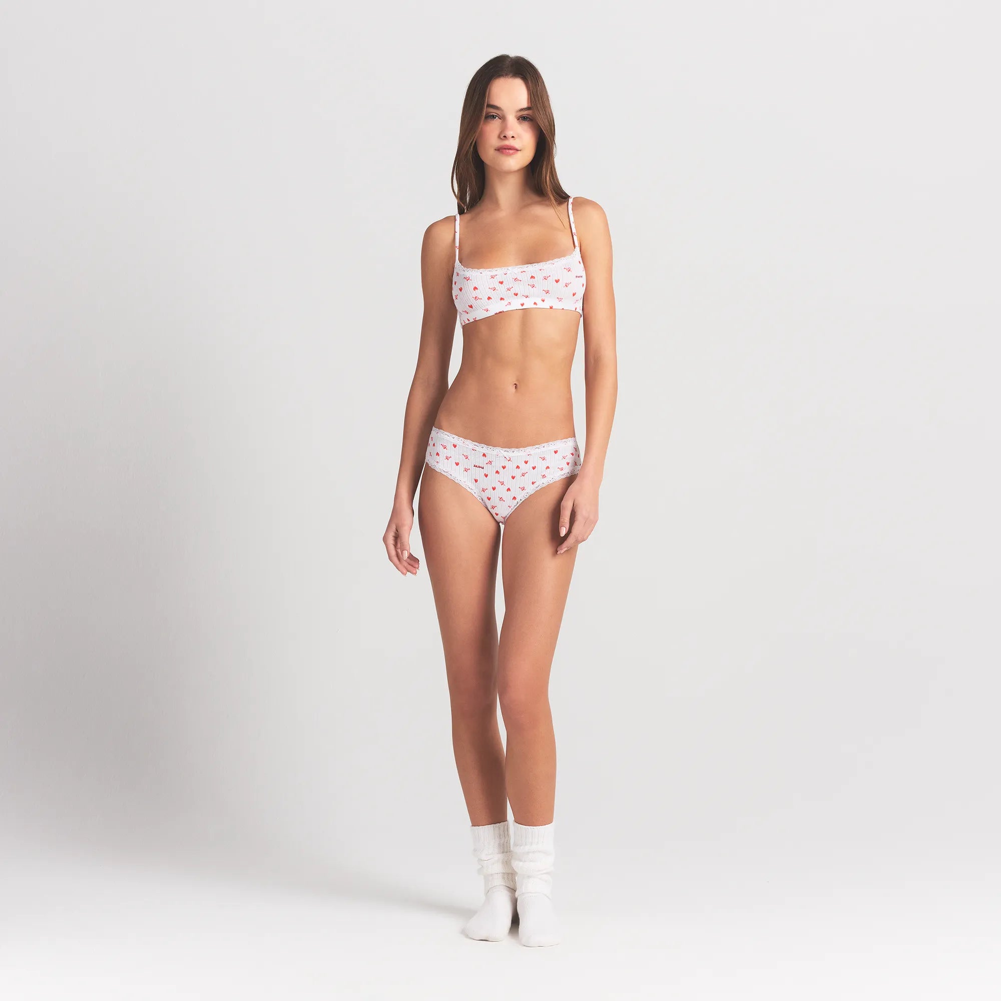 LIGHTWEIGHT COTTON POINTELLE LACE BRIEF | SNOW ARROWED HEARTS thumbnail 2
