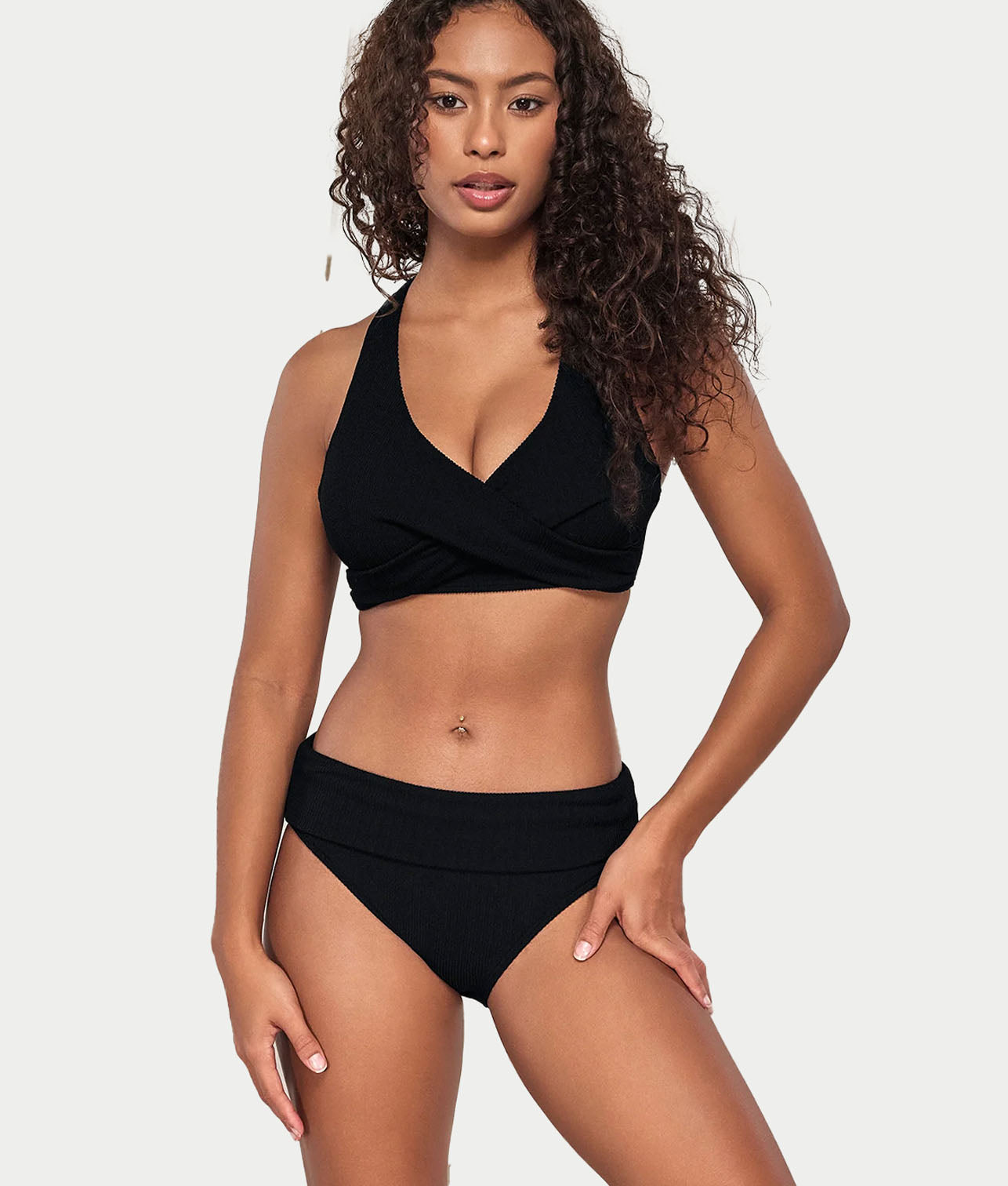Pacifica Hannah Fold-Over High-Waist Bikini Bottom